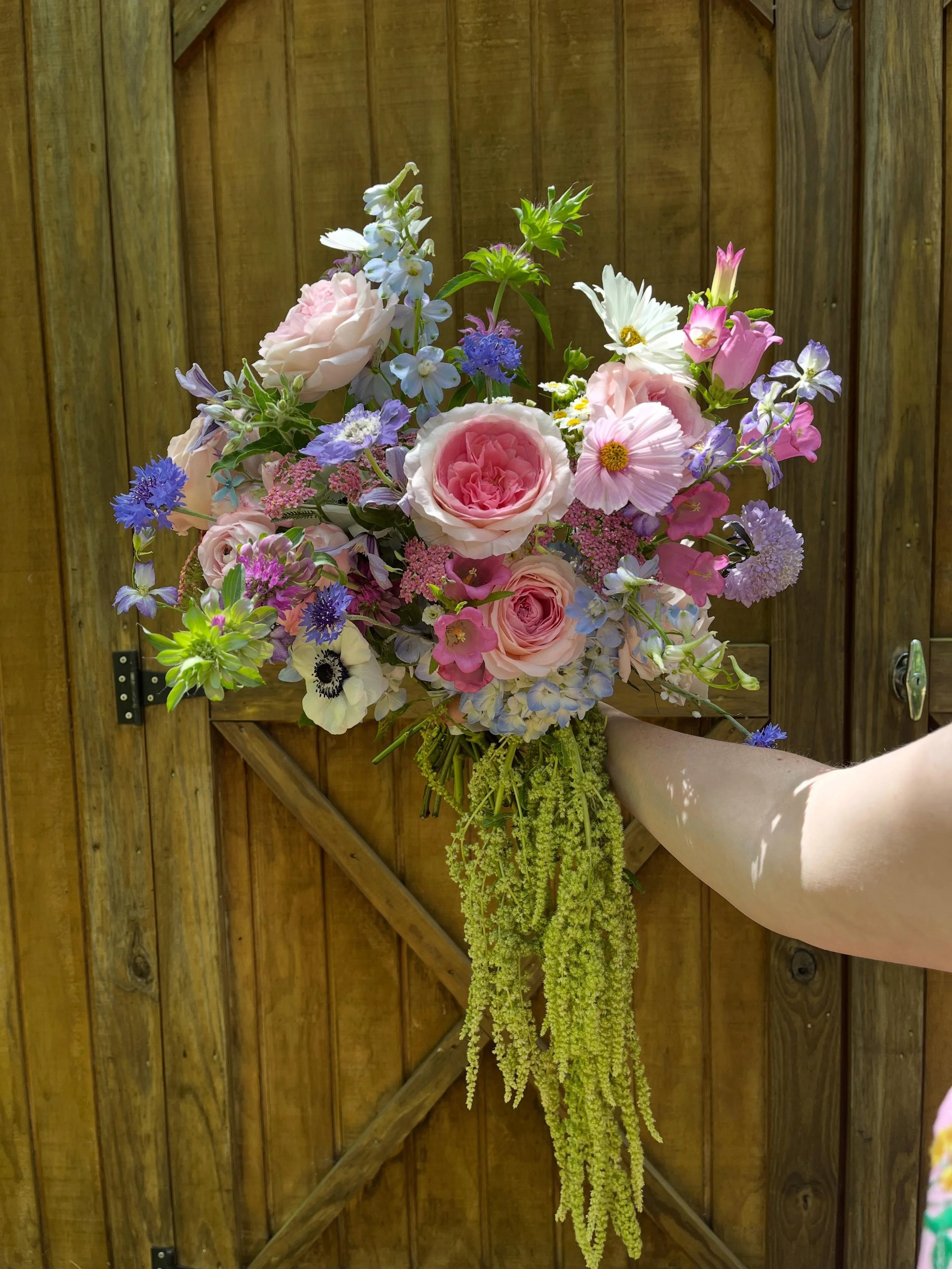 I will never get over this bouquet! 

Garden roses, bee balm, campanula, amaranth, and cosmos are just some of the flowers that created this bouquet! 

We are booking for 2027 and spring is going to be insane in the best way! If you&rsquo;ve been wan
