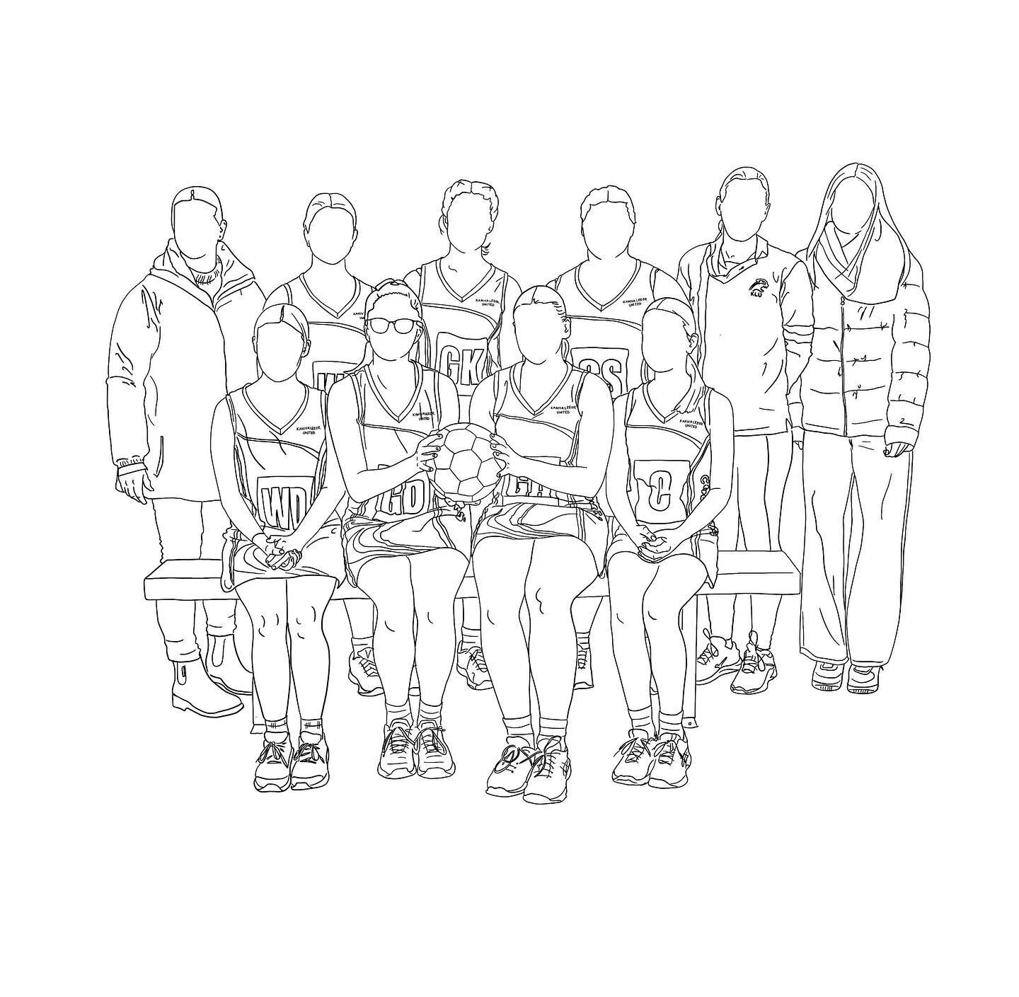 Line art &bull; I did a few of these line pieces after the netball season this year, they were a popular team gift for both players and coaches! 

#lucyathome #lineart #wimmeraartist #art #wimmera #netball #team #gift