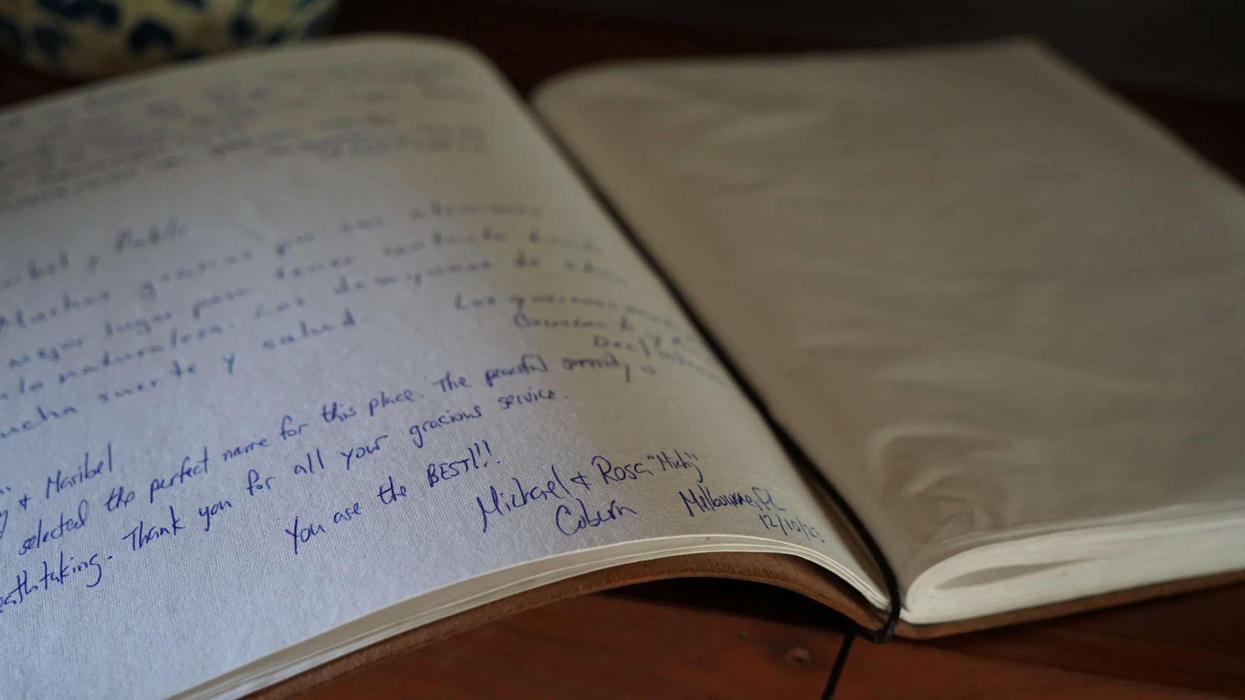 Guest book thanks for The Serene House Trip advisor review - you are the best!