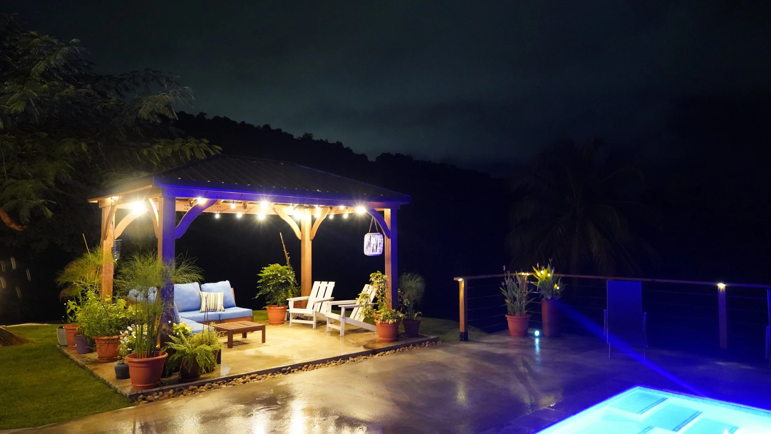 Outdoor pool and gazebo at The Serene House