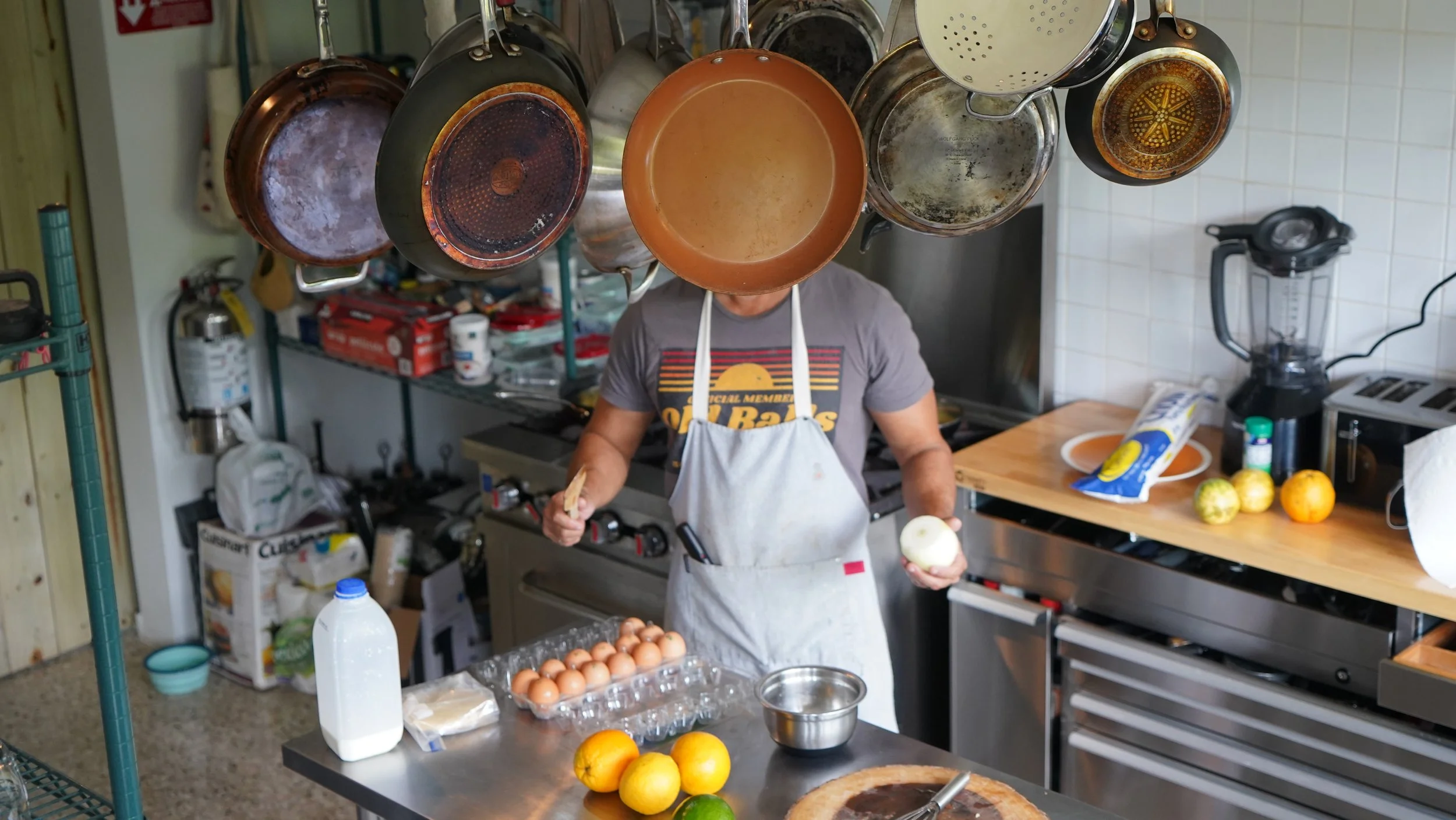 Pablo cooking in The Serene House