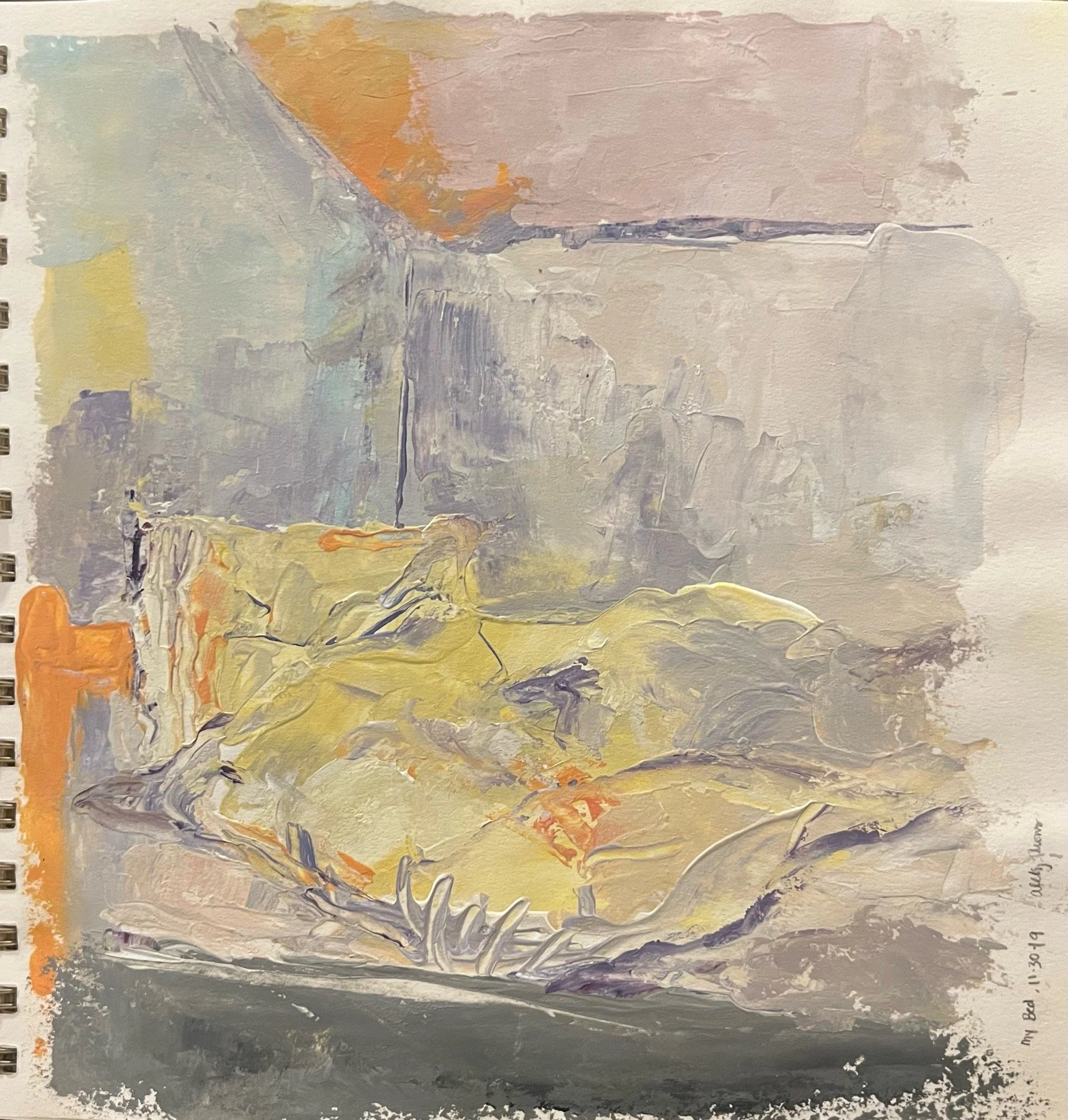 'my bed', acrylic on paper, 2019