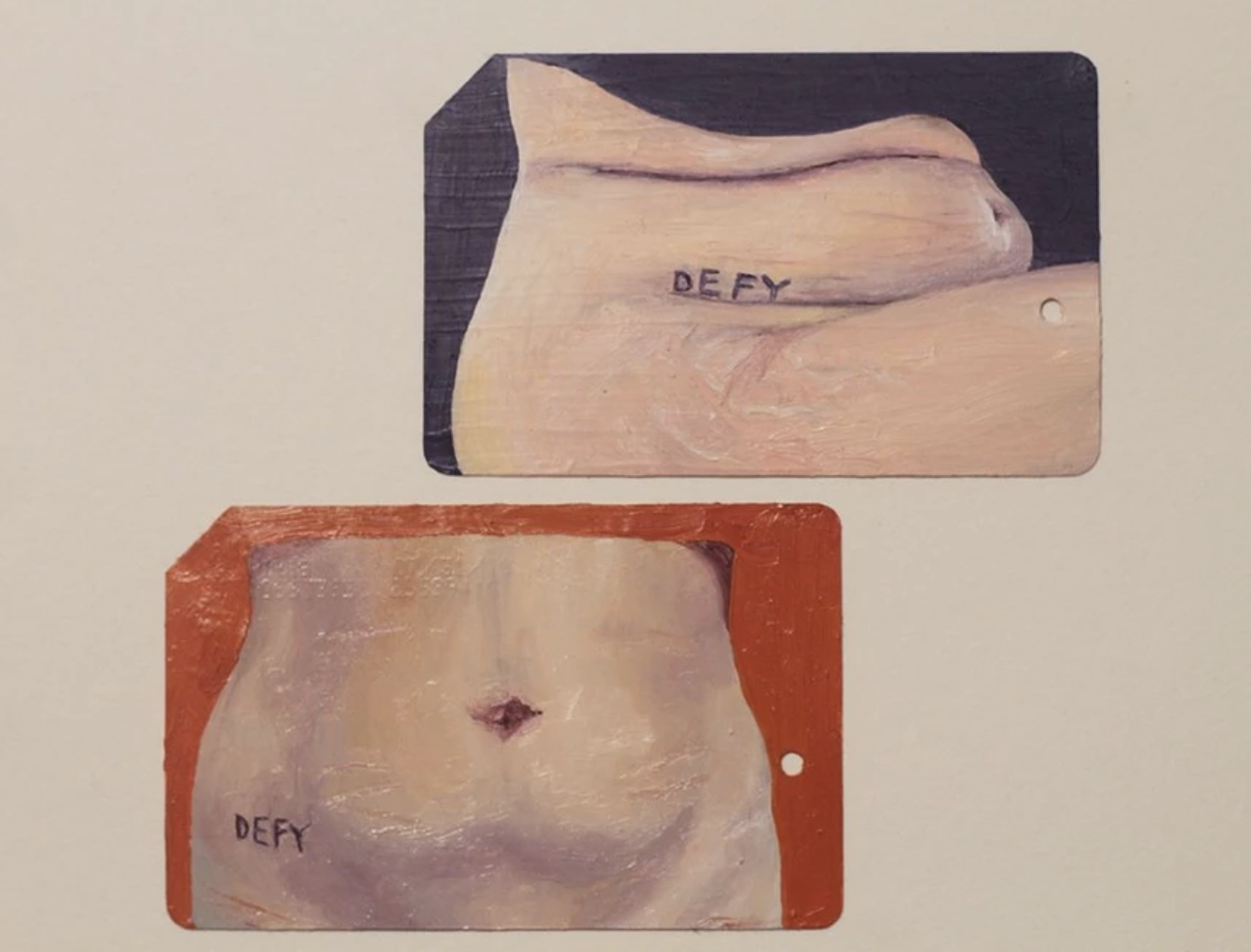 'defy i' & 'defy ii', oil on metro cards, 2018