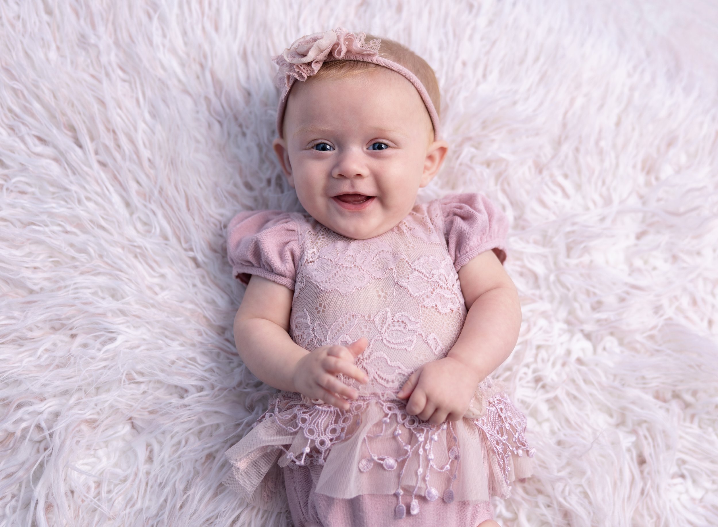 Four month old girl in pink lace Port Charlotte photo studio