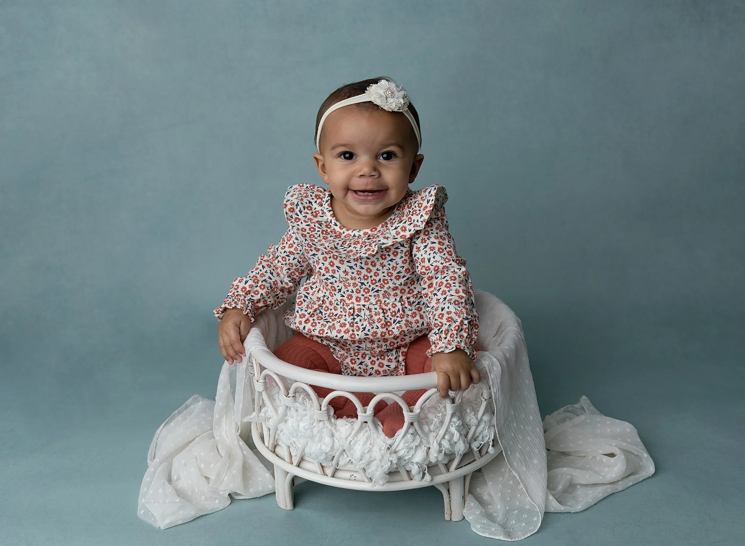 Six month old girl in bowl milestone photos in Port Charlotte, Florida