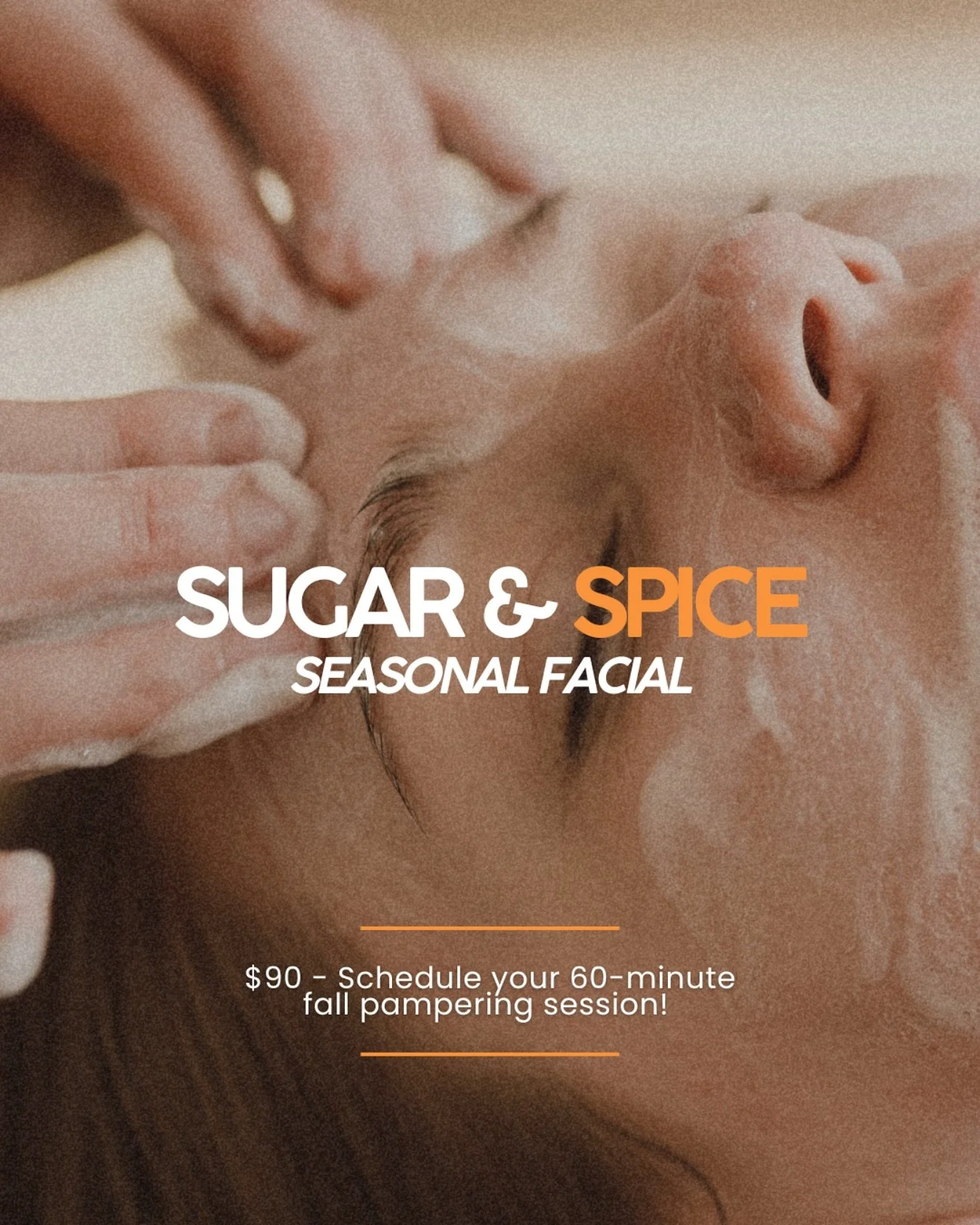✨ Introducing our new Sugar &amp; Spice Seasonal Facial 🎃🍂

Embrace the cozy spirit of autumn with our limited-time Sugar &amp; Spice signature facial, designed to pamper your skin and smooth your senses. 

This 60-minute seasonal facial includes&h