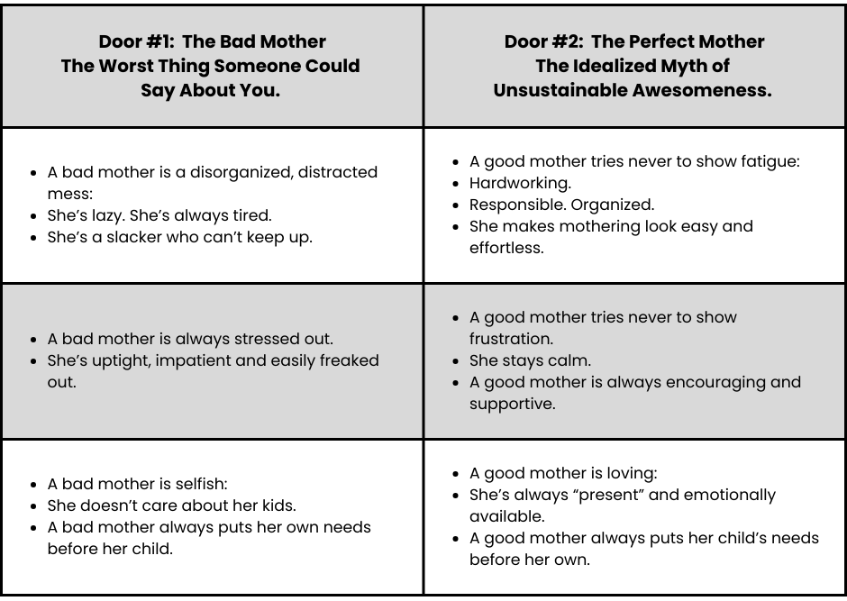 Good and Bad Mother Chart from Client of Dr Jan Anderson