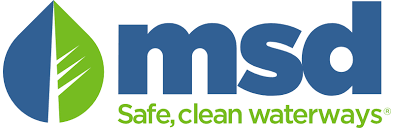 MSD logo with a blue and green water-themed design and the tagline 'Safe, clean waterways'
