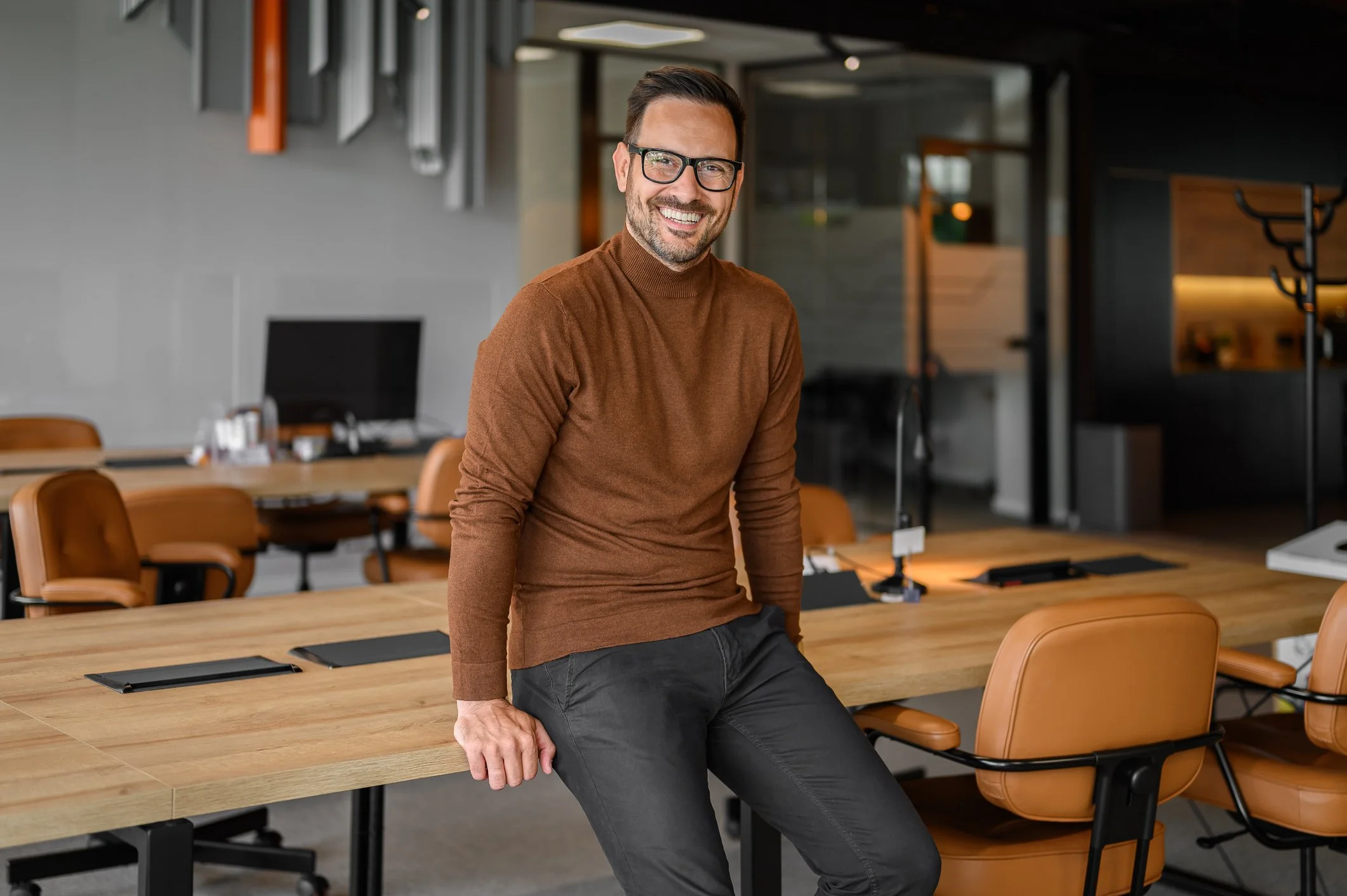 Smiling male executive after individual therapy session