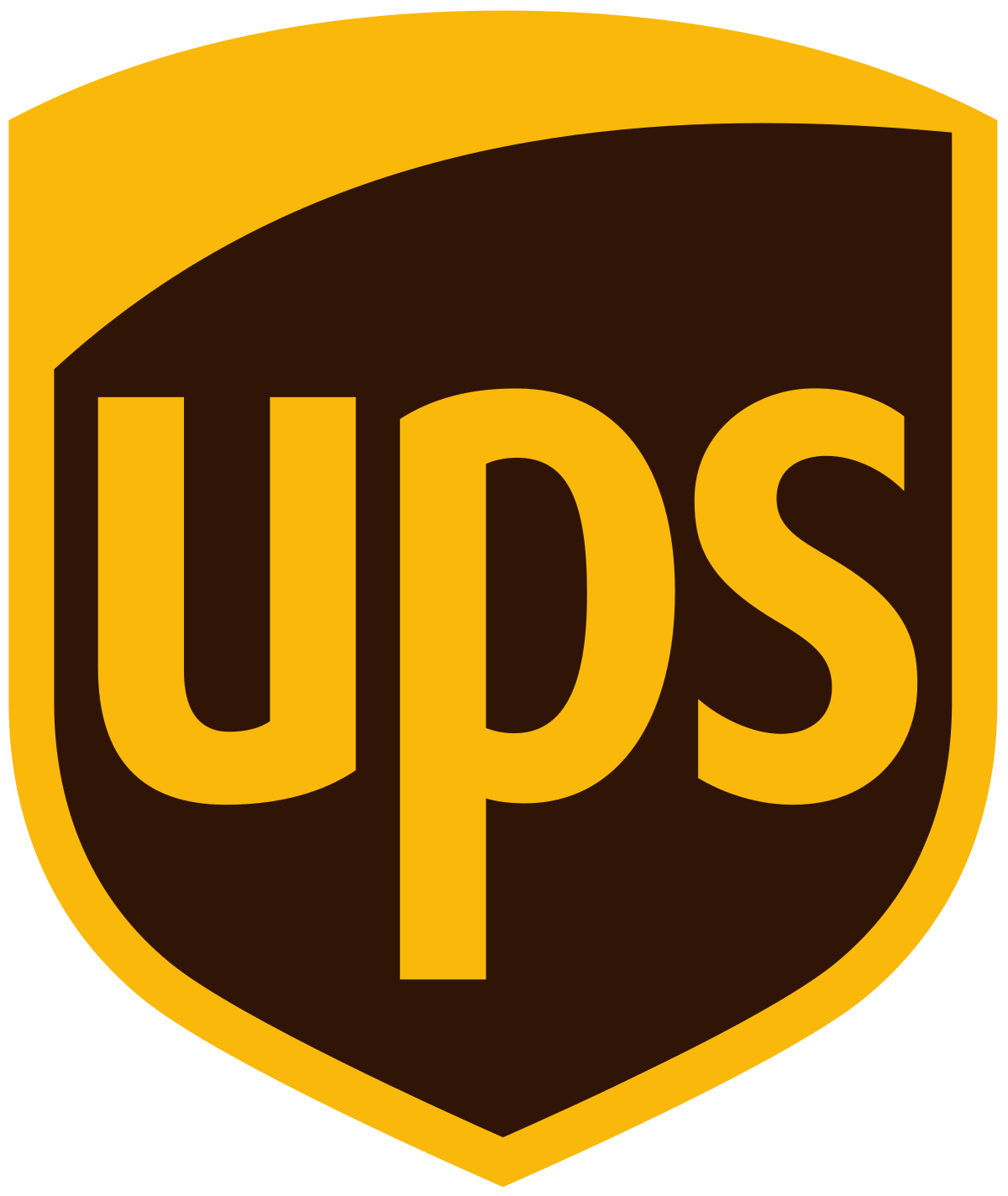 U.S. Postal Service logo with black shield and yellow border and text