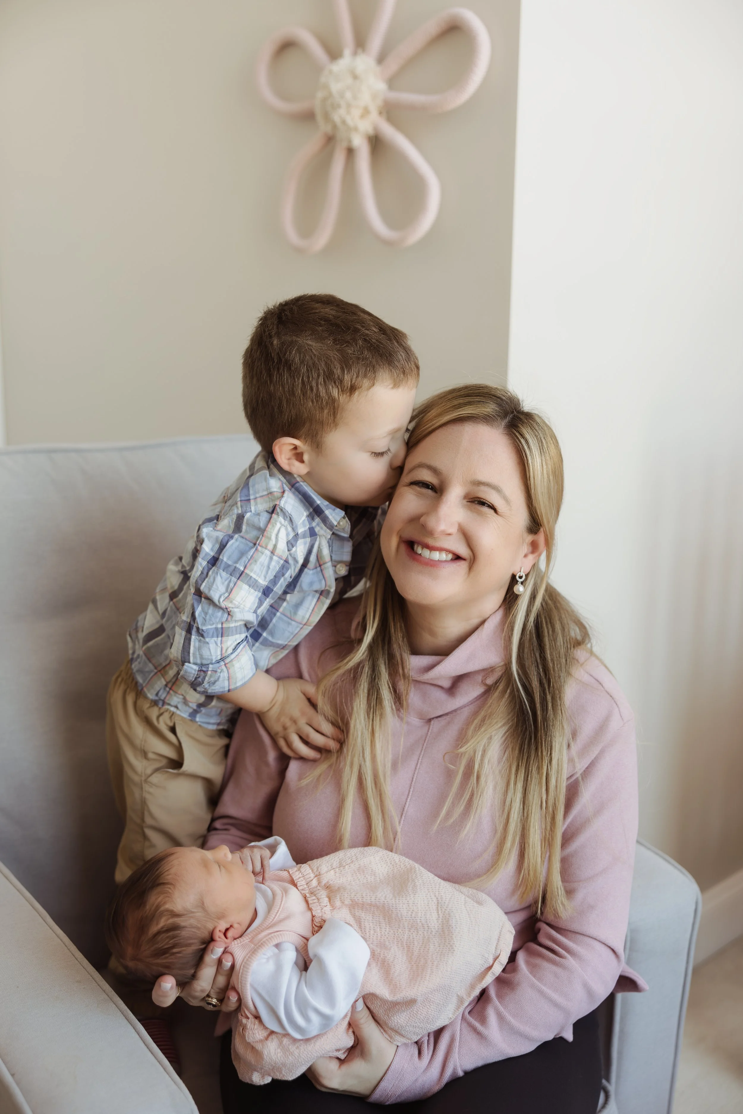 authentic moments during lifestyle newborn session in Northern Massachusetts home