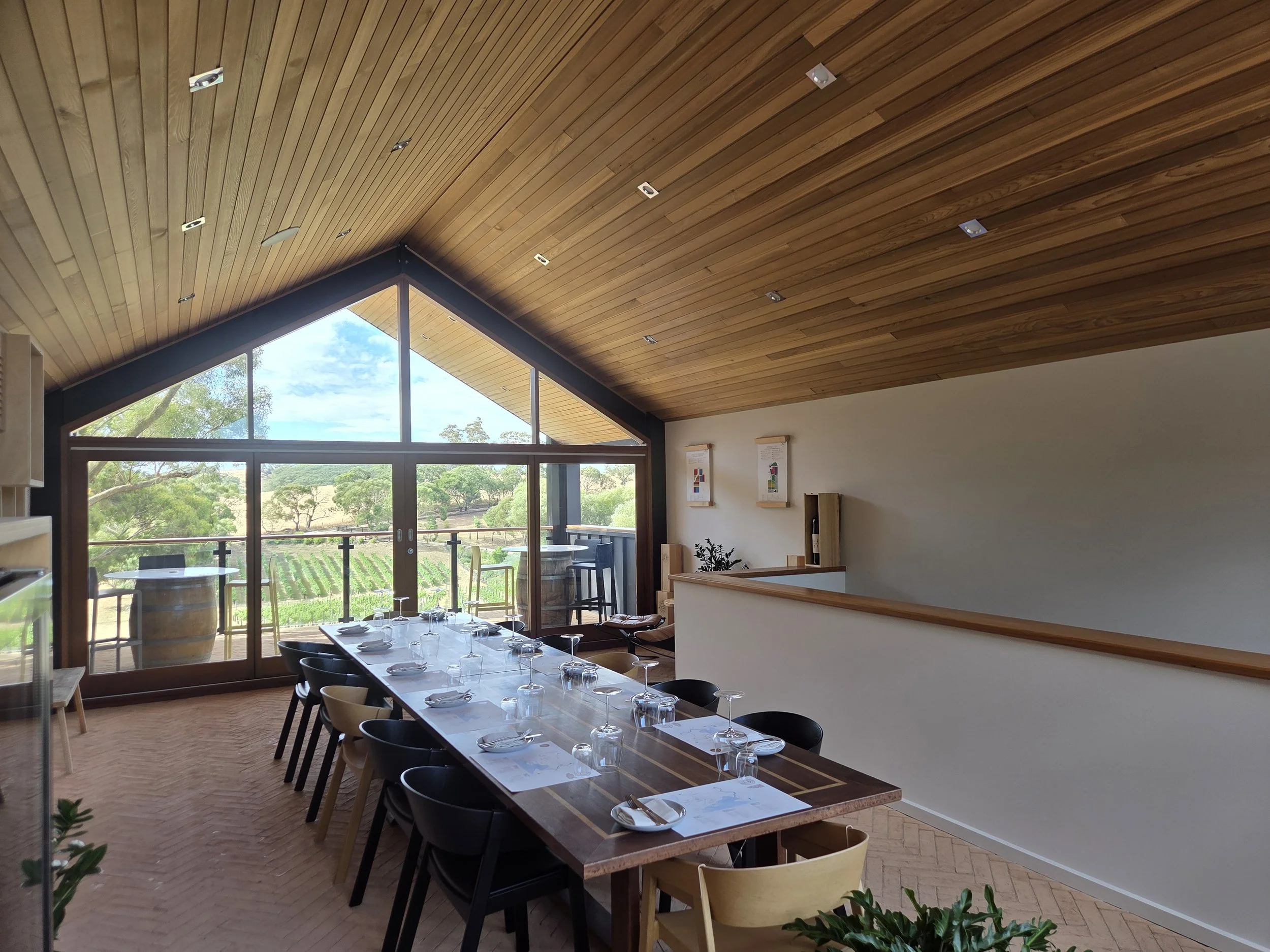 Banquet room with timber ceiling at Karrawatta Winery