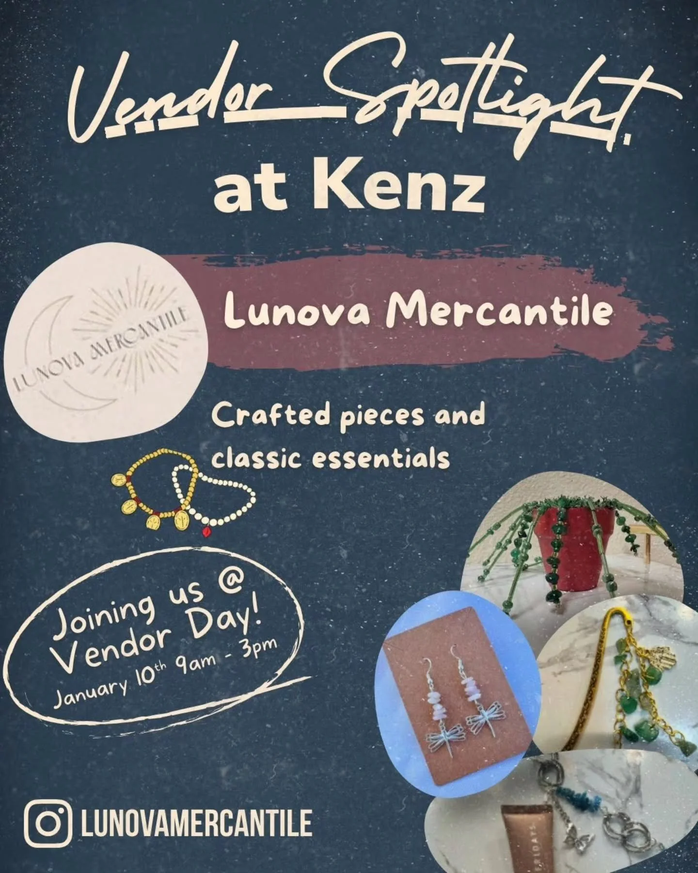 Vendor spotlight: @lunovamercantile ✨💎

Lunova Mercantile is a small, family-run business creating one-of-a-kind pieces made primarily with crystals. From earrings, bracelets, and necklaces to lip gloss charms, keychains, and bookmarks, each item is