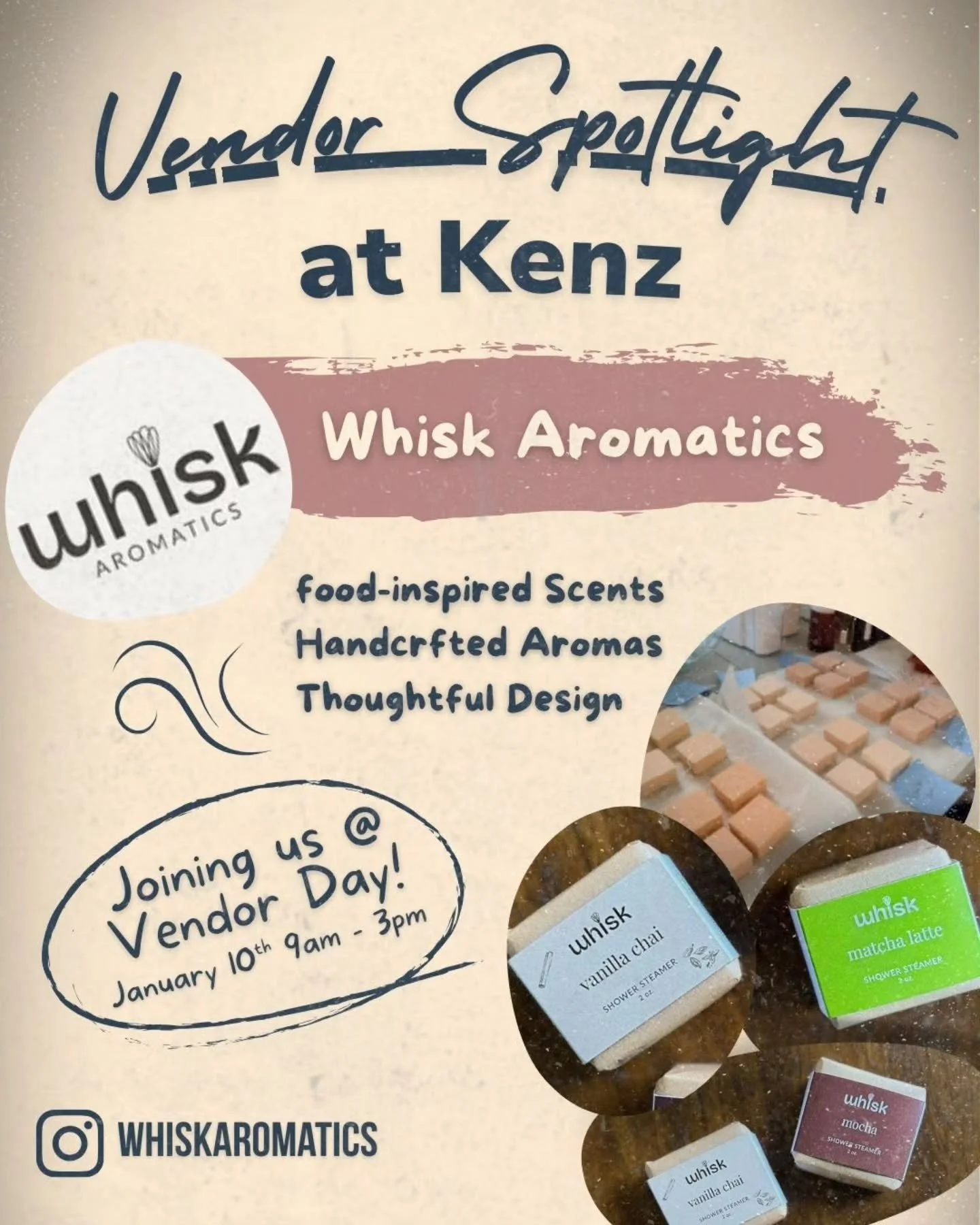 Vendor spotlight: @whiskaromatics 🕯️✨

Whisk Aromatics creates craveable scents for feel-good moments, inspired by the foods that bring comfort, joy, and nostalgia. Rooted in the idea that food is more than taste, each scent translates those same fe