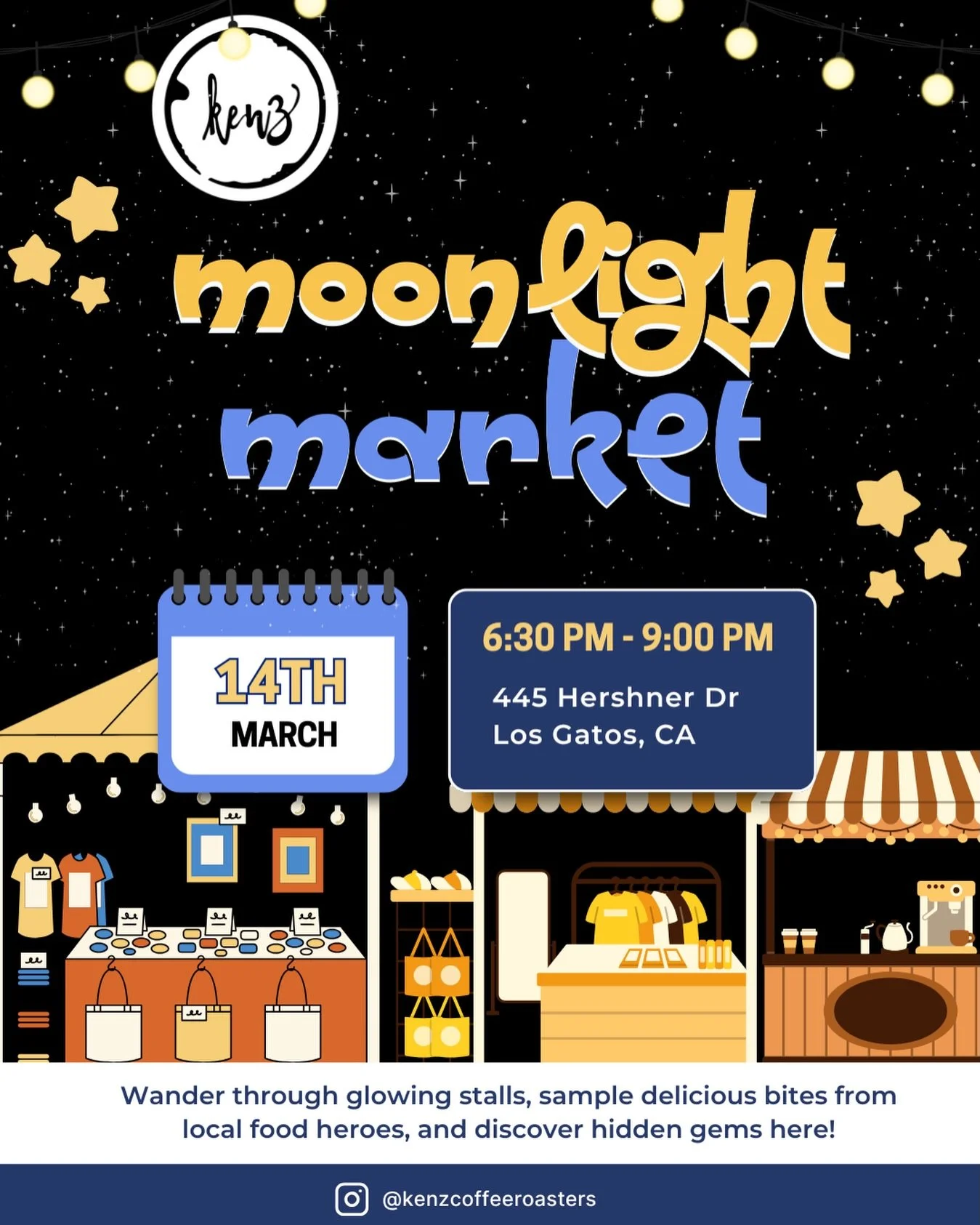 🌙 Join us for a Ramadan evening at Kenz Coffee Bar!
Come break your fast with us on March 14th from 6:30&ndash;9:00 PM and enjoy delicious food, sweet treats, and shop from some amazing local vendors.

Bring your friends, family, and appetite &mdash