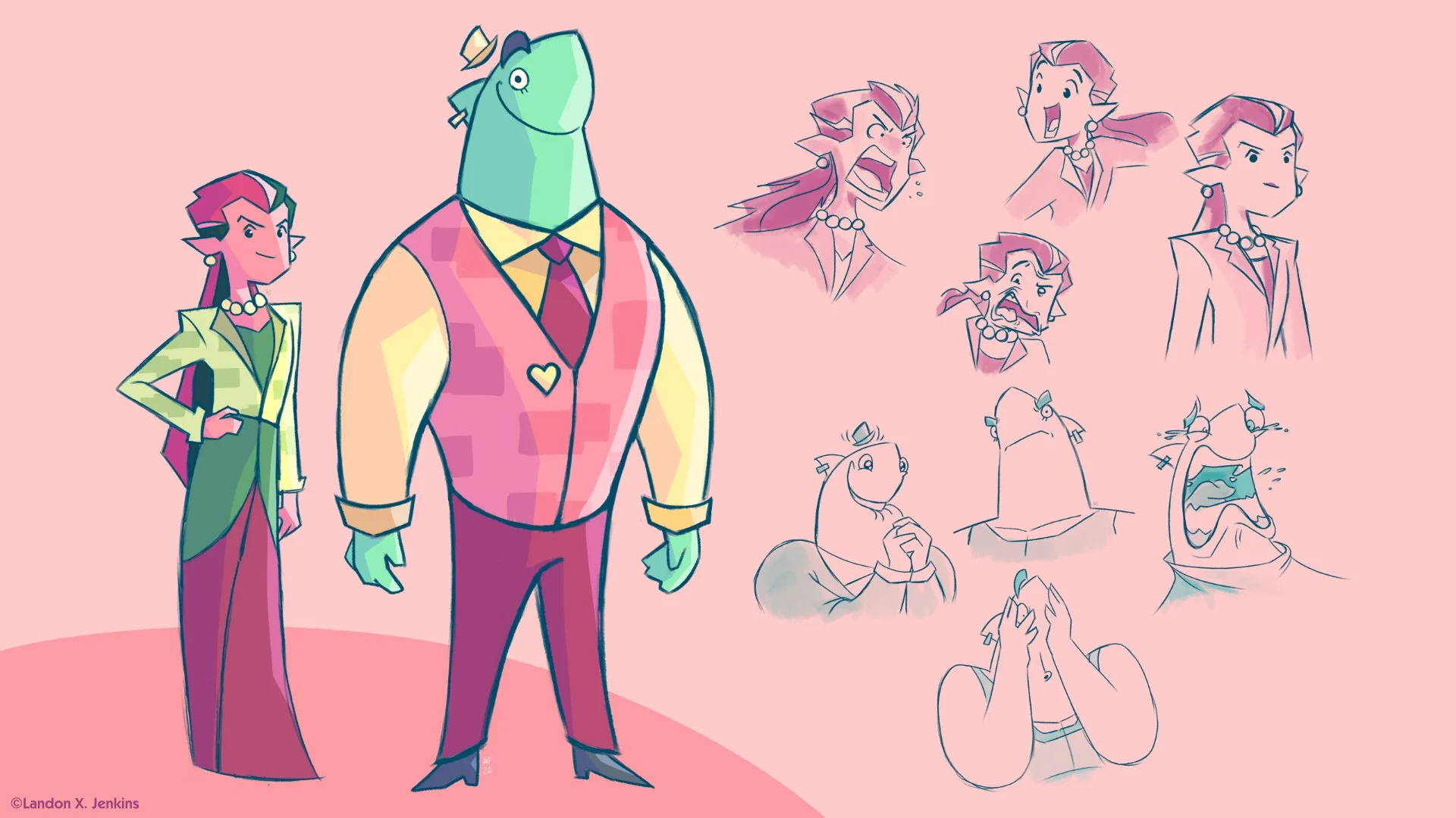 Character design sheet - "Mortgage Mermaid and Loan Shark"