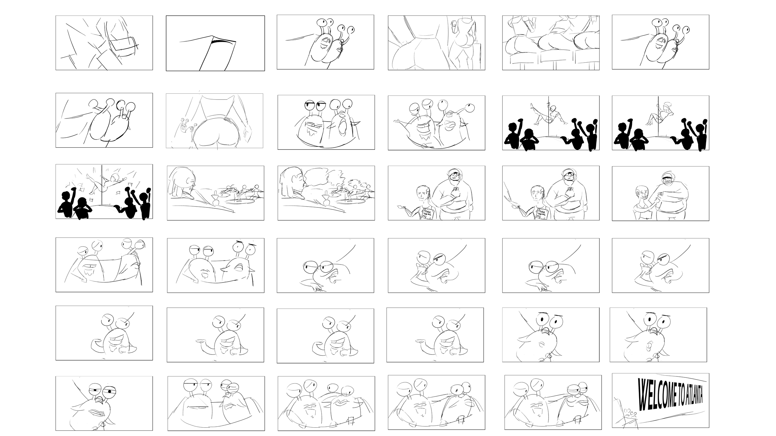 Storyboard for Welcome to Atlanta scene. SlimeVille series. Created by Daboiis House.