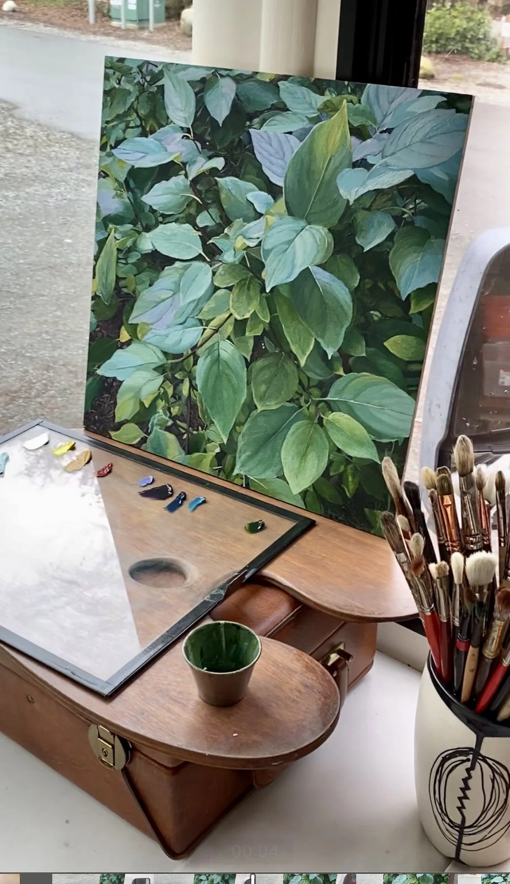 Autumn Dogwoods Oil Painting Full Time Artist RV Studio