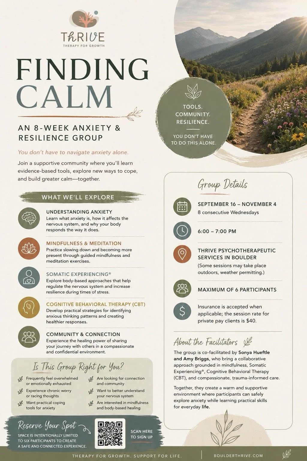 Finding Calm: A New 8-Week Anxiety &amp; Resilience Group at Thrive