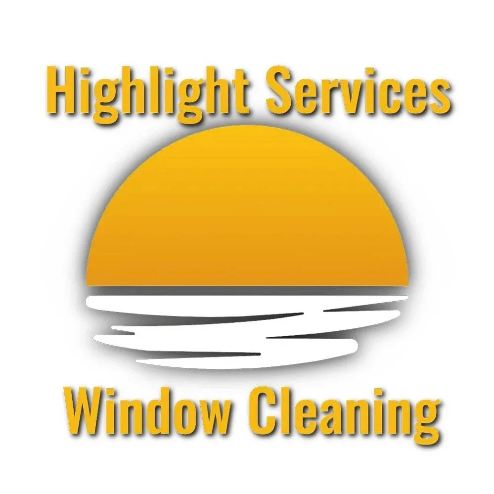 Logo for Highlight Services Window Cleaning featuring a yellow half-sun over water with the business name.