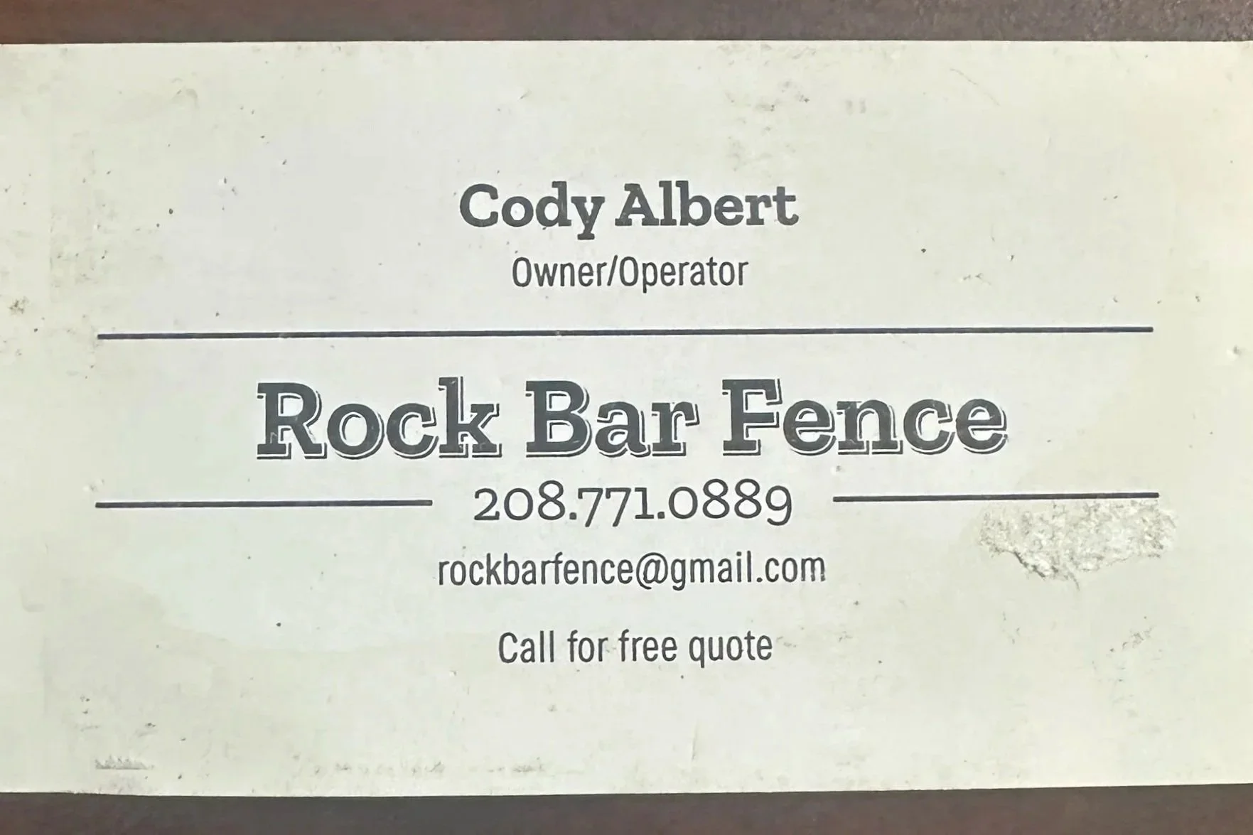 Rock Bar Fence