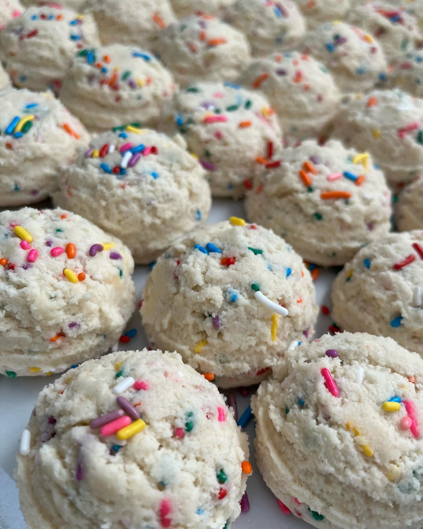 Our beautiful Sprinkle Sugar Cookie Dough all ready for the oven.  #CristalsClassics #SouthBay #SouthBayFavorites #CityofHawthorne #Desserts #HomeBrewedCoffee #SweetTooth #YourFavorite #Local #FamilyOwned #SmallBusiness #SupportLocal #SpreadingJoy #C