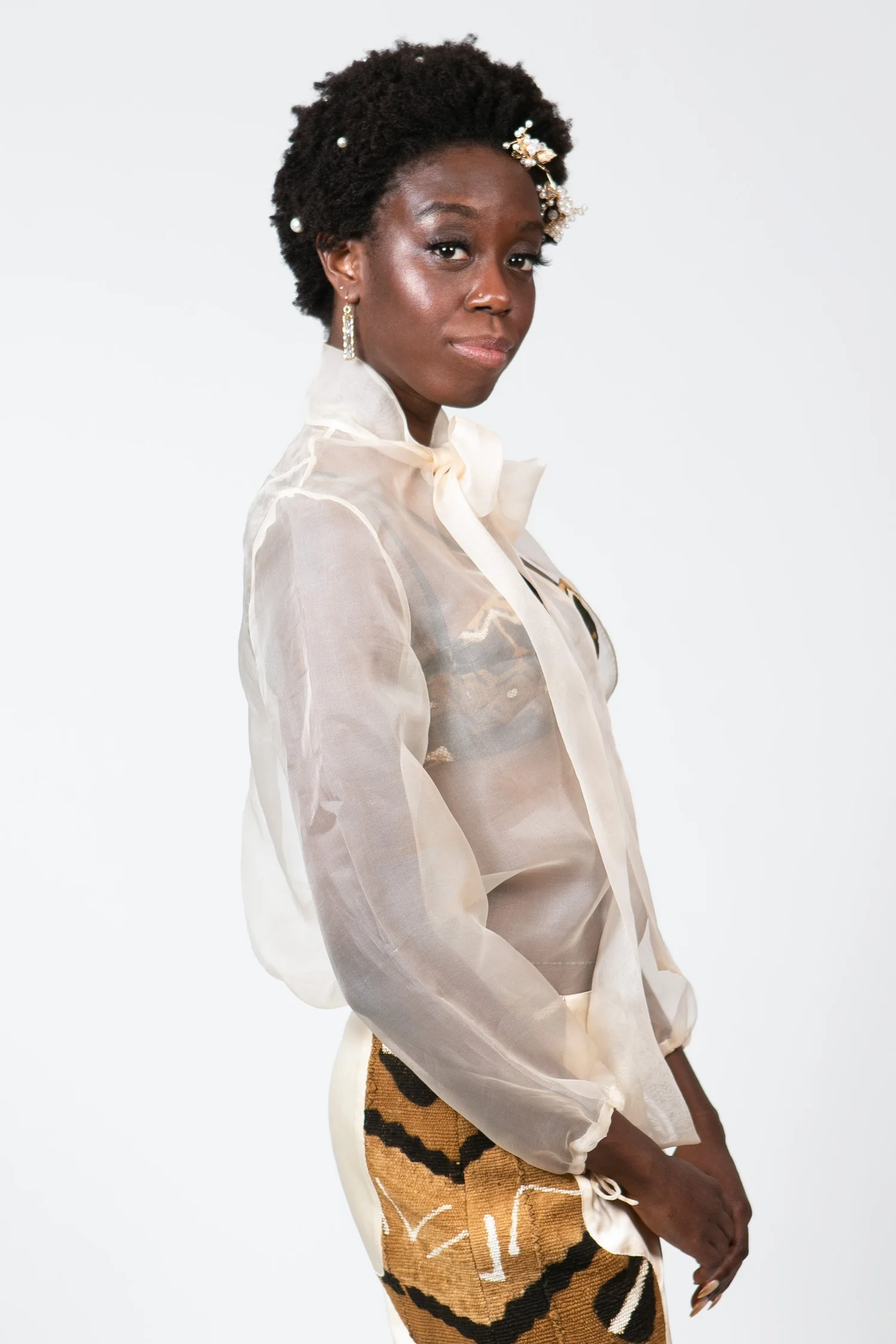 Solid Bow Tie Blouse — Vanna Black