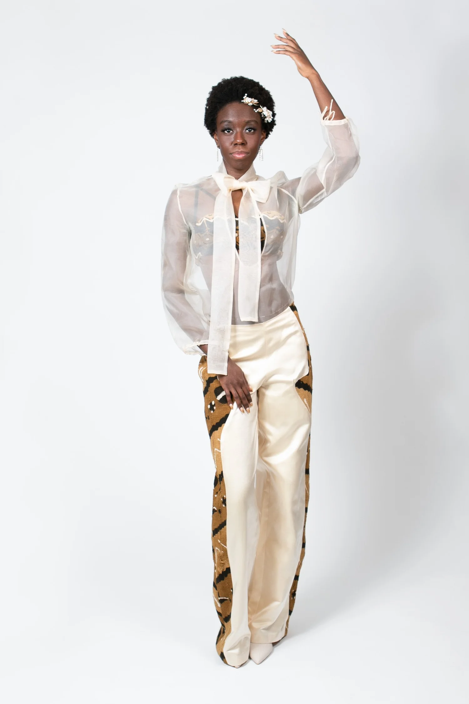 Solid Bow Tie Blouse — Vanna Black