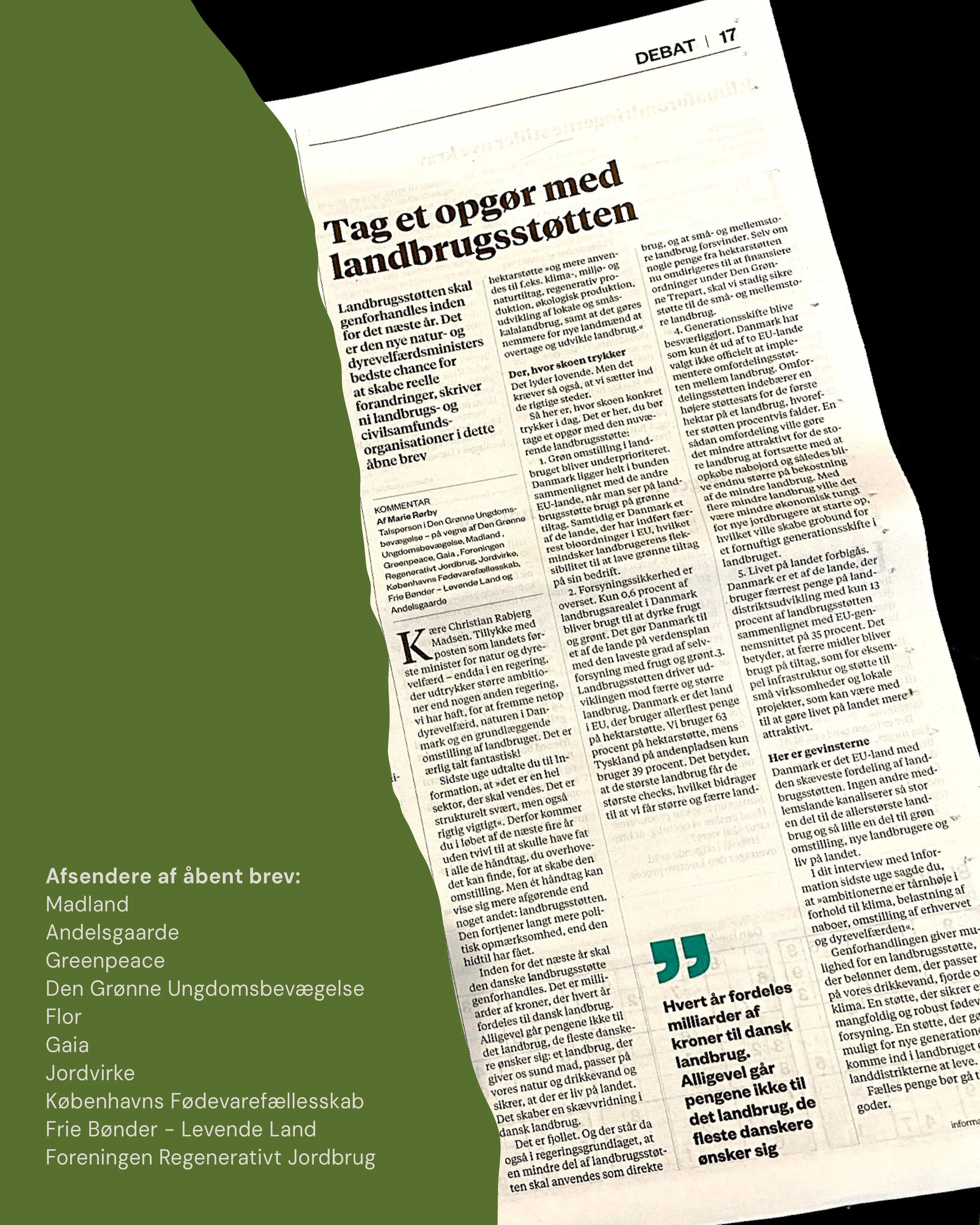 Åbent brev til ministeren for natur og dyrevelfærd</span>