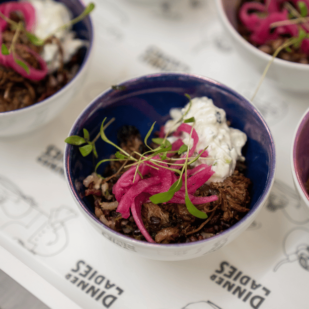 Bowl food dish ready to be served to guests