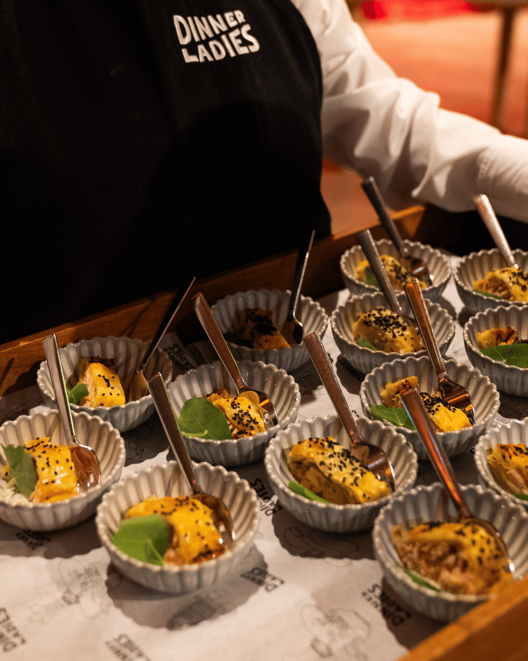Bowl food ready to be served for clients event catering