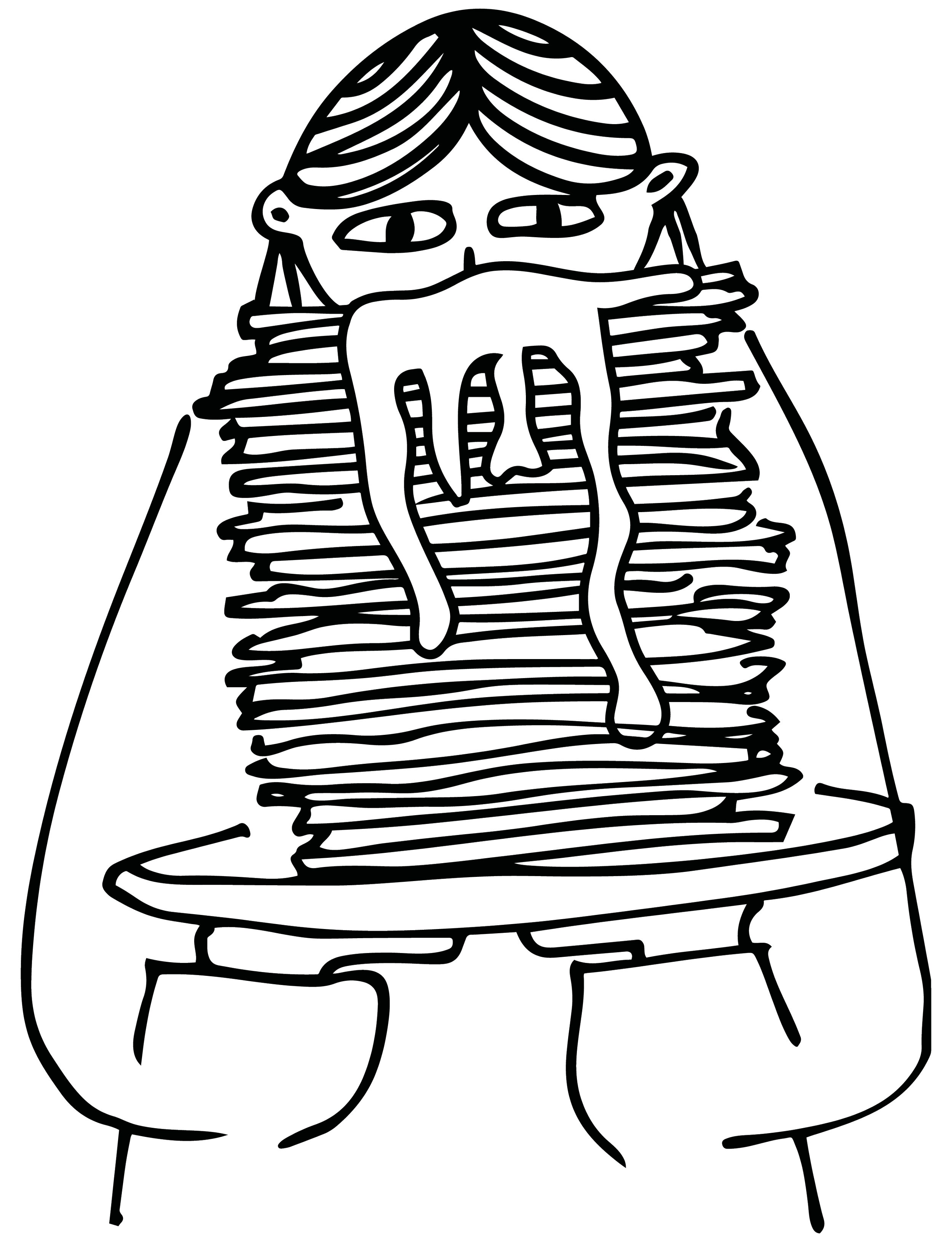 Line drawing of chef serving pancakes