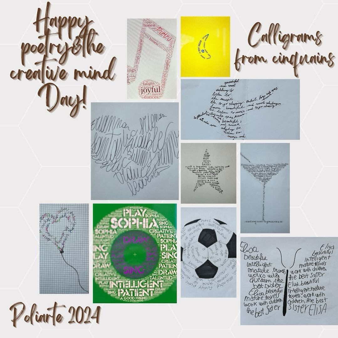 #poetryandthecreativemindday is a perfect occasion to read 🤲, write 🖋️ enjoy 😊 poetry! Poetry is everywhere and everyday in songs you listen to, in beautiful things you see and feel, in life. How about making a #calligram out of your favourite lyr