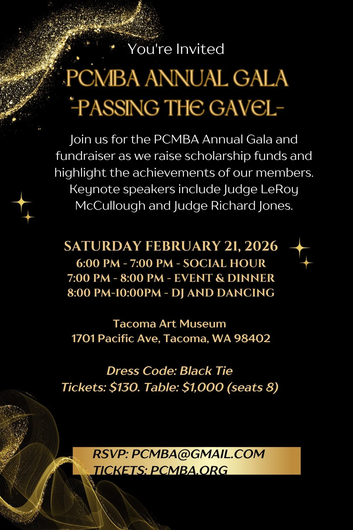 2026 PCMBA Gala Fundraiser (Note: $125 membership purchase by Feb. 10, 2026 includes 1 complimentary admission to the 2026 PCMBA Gala on Feb 21, 2026)