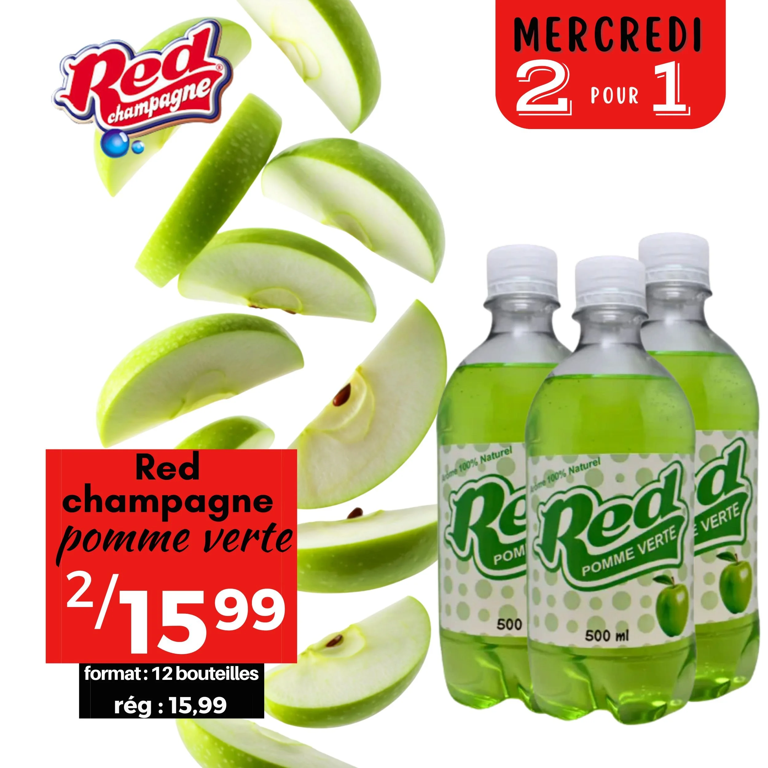 Red Champagne pomme verte