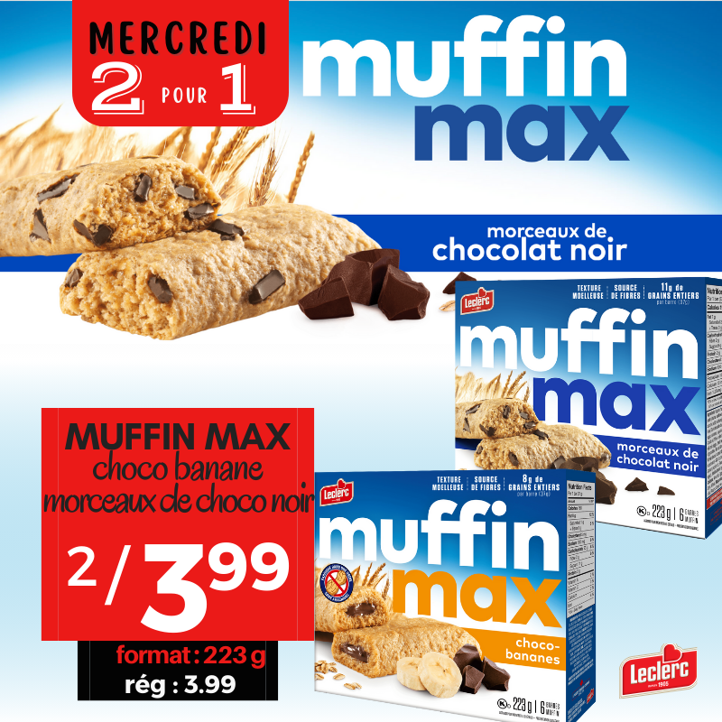 Muffin max choco-banane ou mrcx de choco noir
