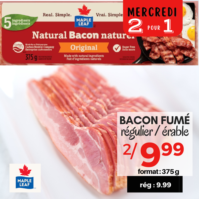 Bacon fumé régulier/érable