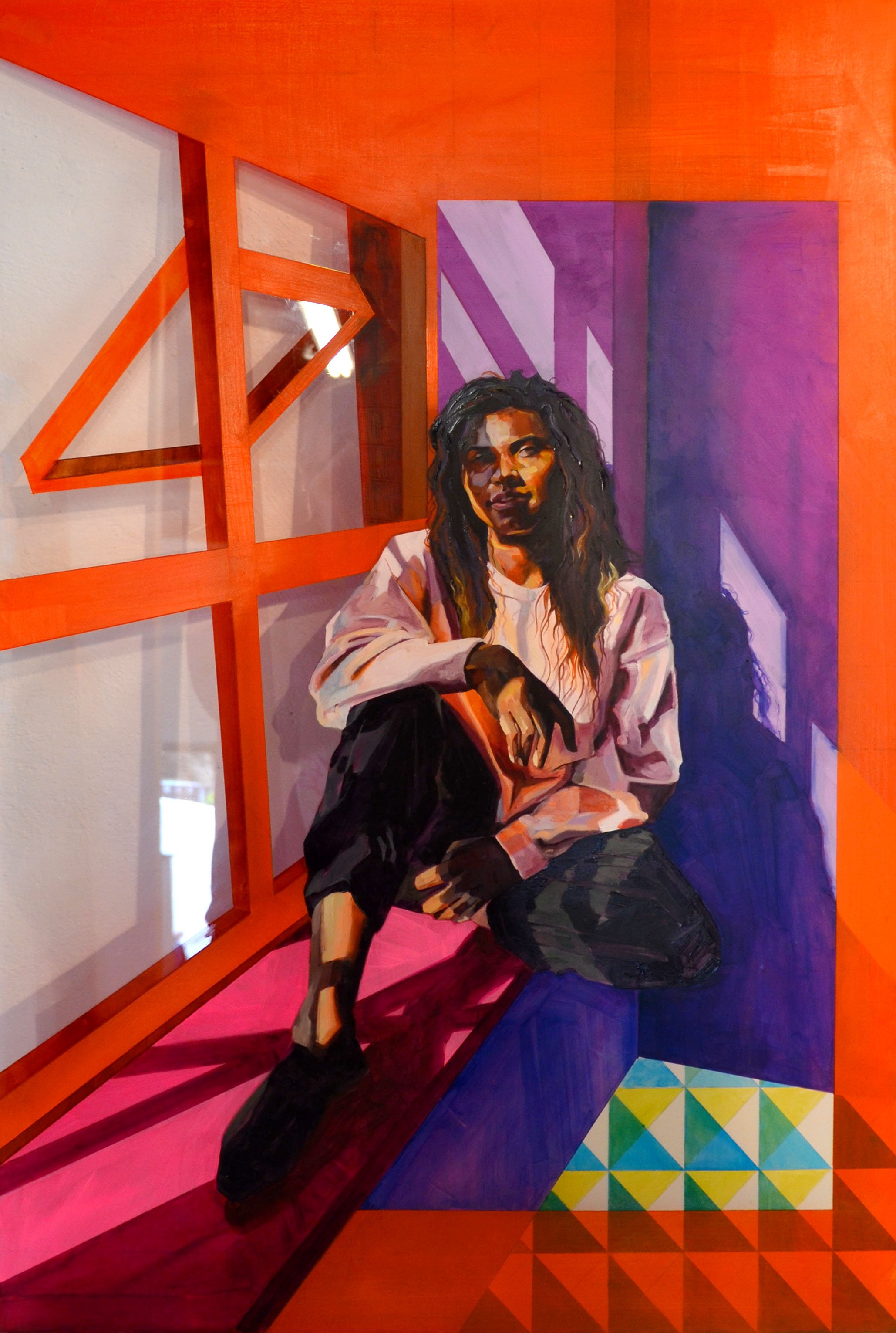 'Rapport', 2018, Mixed Media on Perspex,102 x 102cm