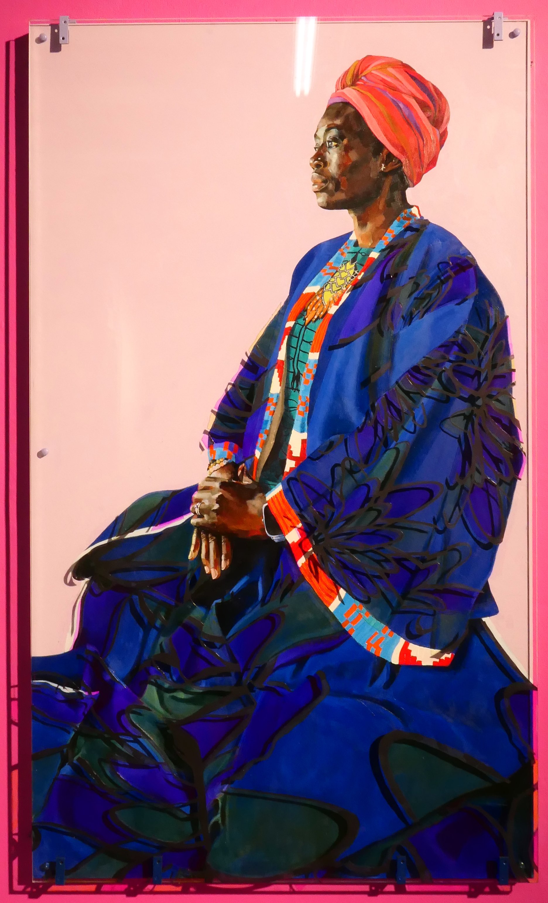 'Virtue II', 2021, Oil on Panel, Perspex, Ink, 148 x 87cm