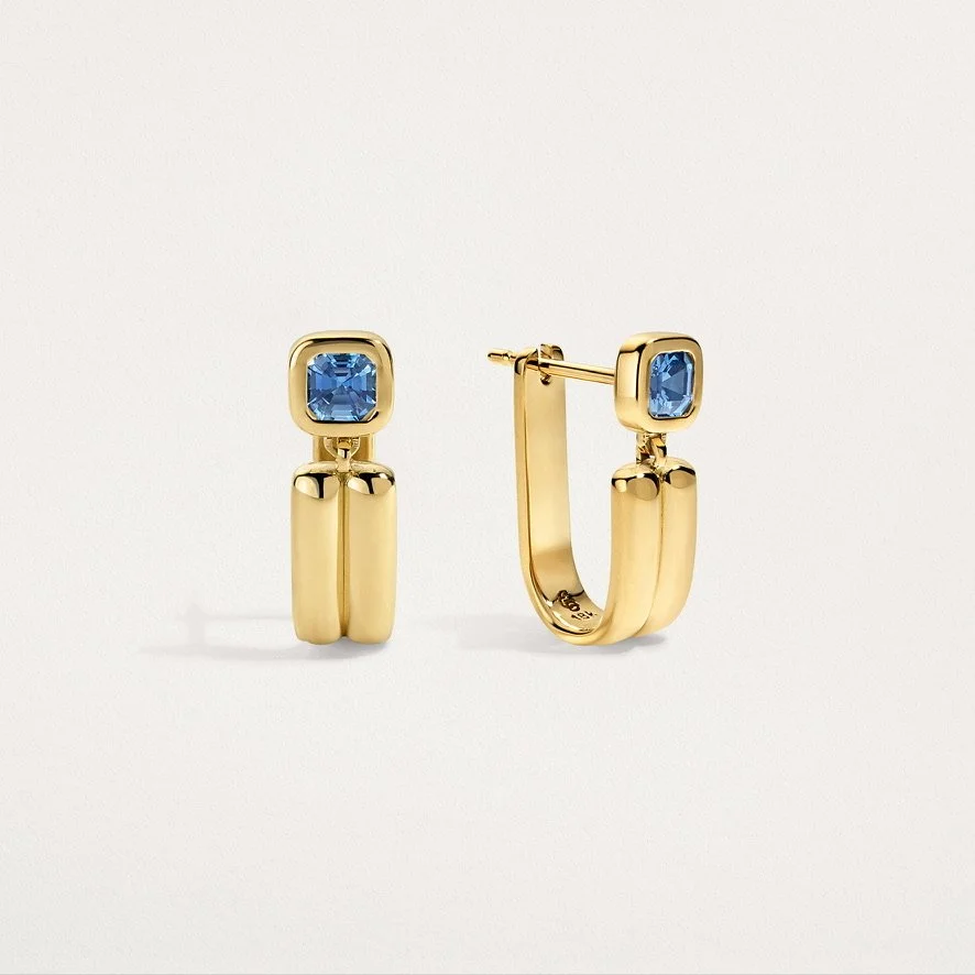 Asscher Harmony Earrings, Blue Sapphire