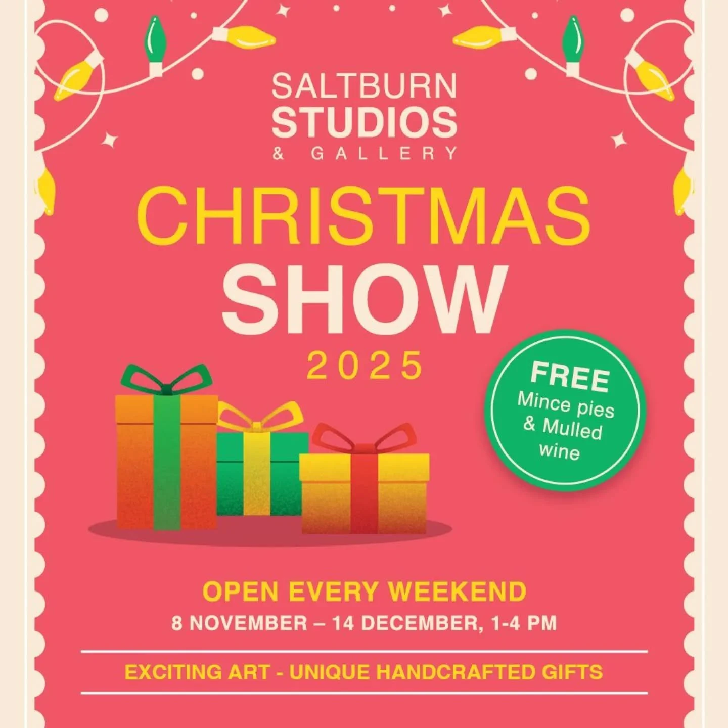 Our Christmas Show begins on Saturday 8th November, we'll be open every weekend 1-4, until 14th December. 
Our Open Studios with free mince pies and mulled wine is on Saturday 6th December. 
The exhibition will have an abundance of unique, handmade, 