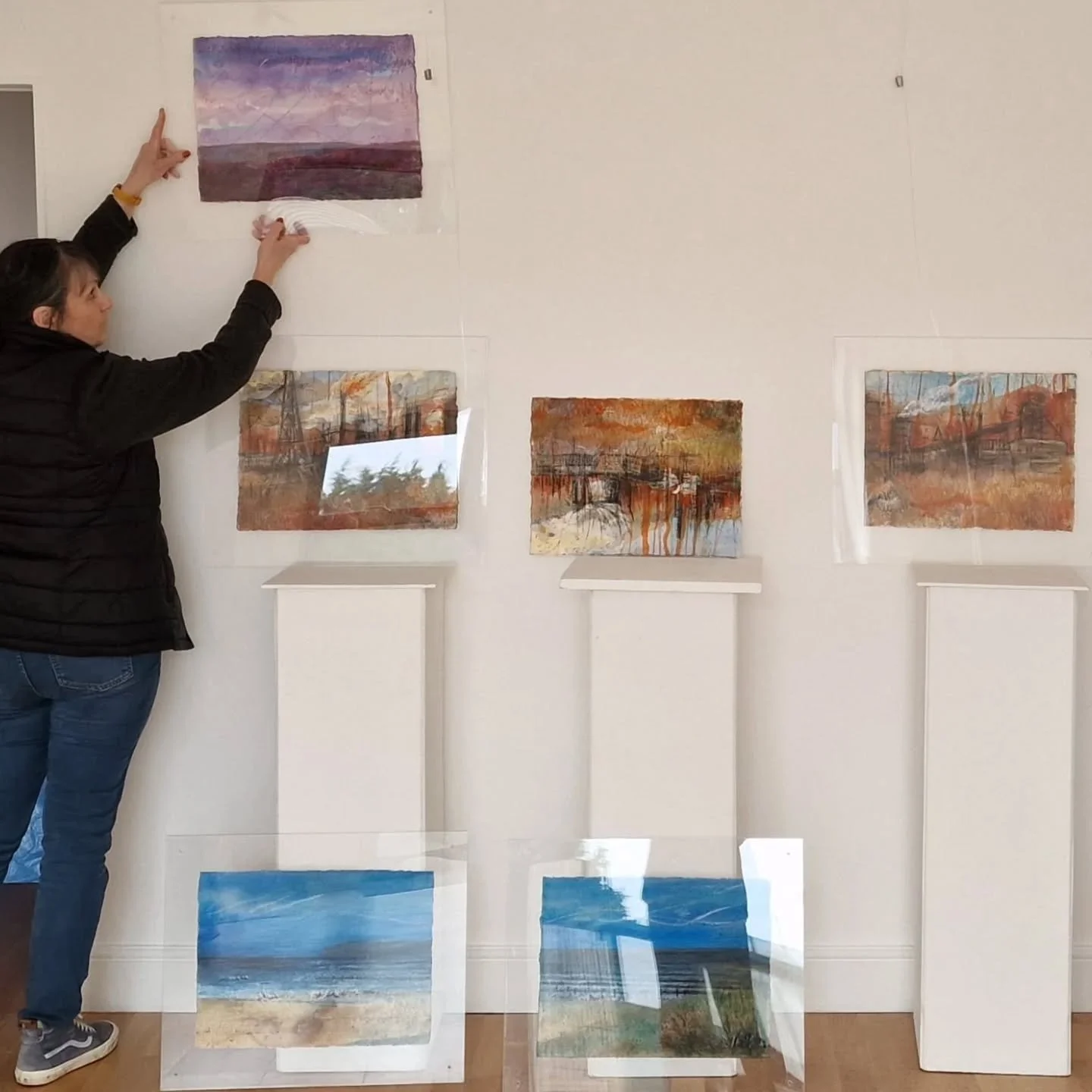 Our Studio Artist Mags Hayden and Kathryn Wren are excited to be putting together an exhibition of their artwork to be shown in our Gallery in February/March next year. Here they are in the Gallery making plans and preparing, we're really looking for