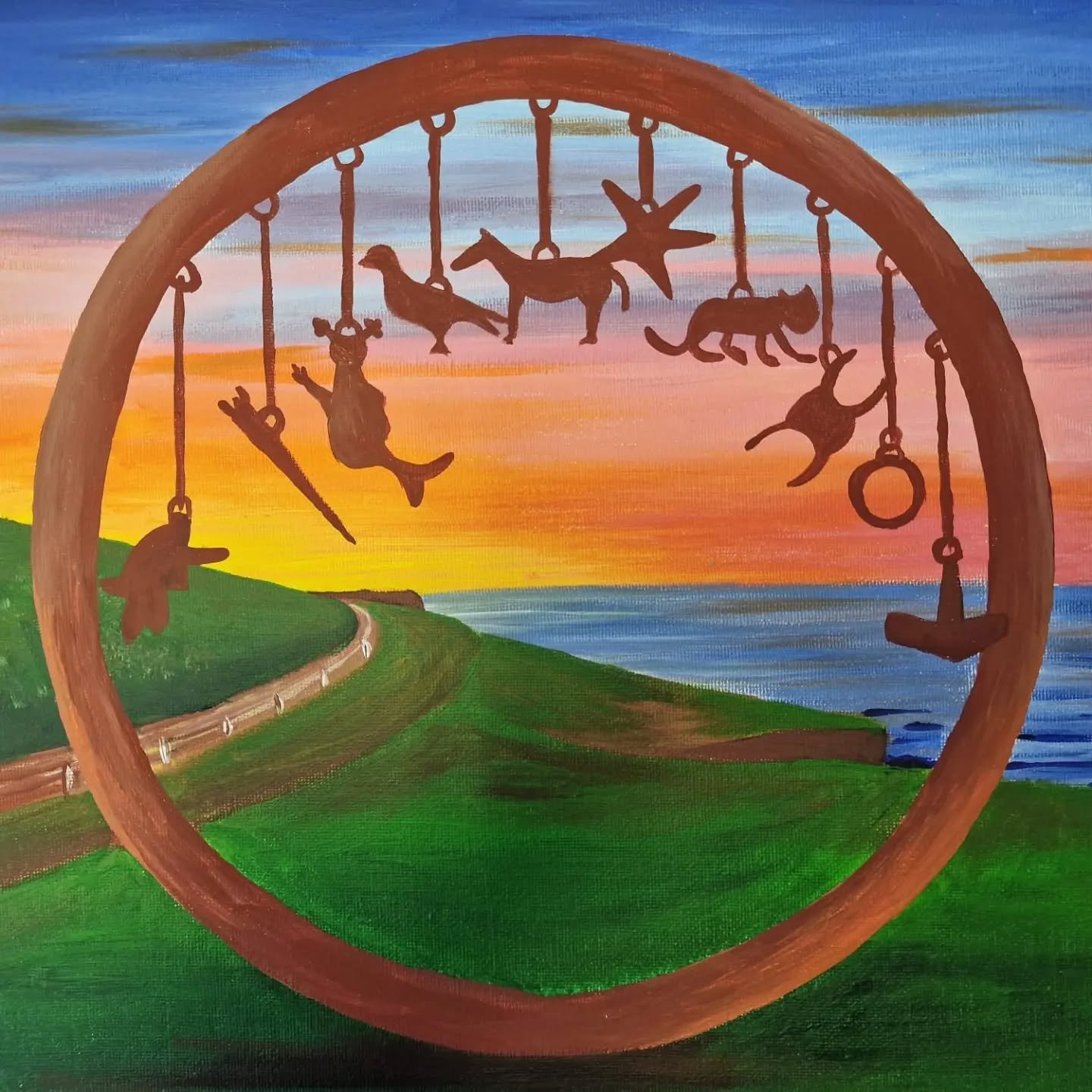 'The Charm Bracelet' on the Cleveland Way is Mag's next acrylic painting afternoon on Sunday 20th September 2-5pm at Saltburn Studios and Gallery, 30-32 Marske Road, Saltburn TS12 1QG .These classes are suitable for beginners and anyone at the beginn