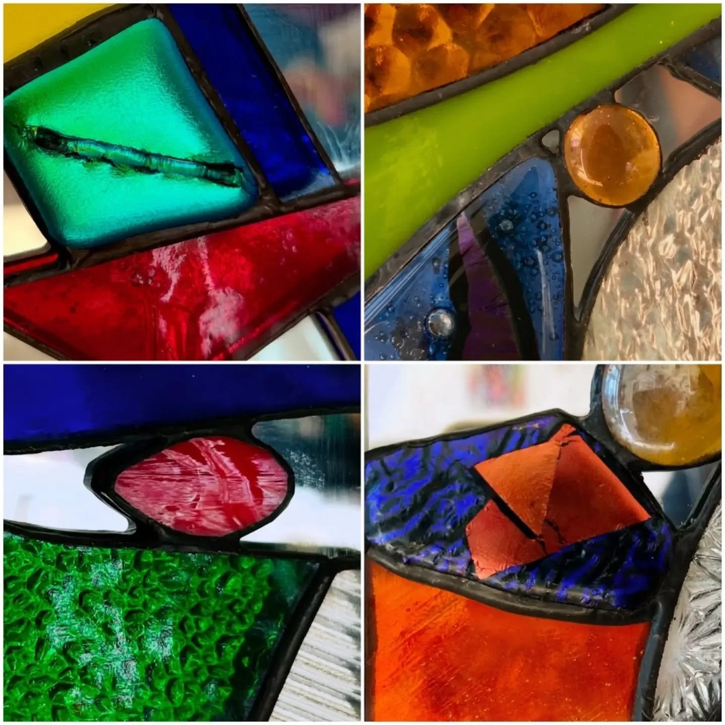 Glimpses. Stained glass miniatures over mirror - see them at @saltburnstudiosandgallery in the exhibition INTERFACE alongside the work of artists Charles Twist and Caed 
We're Open Today 12-4pm 

#stainedglass #mirror #colour #glimpses #artexhibition
