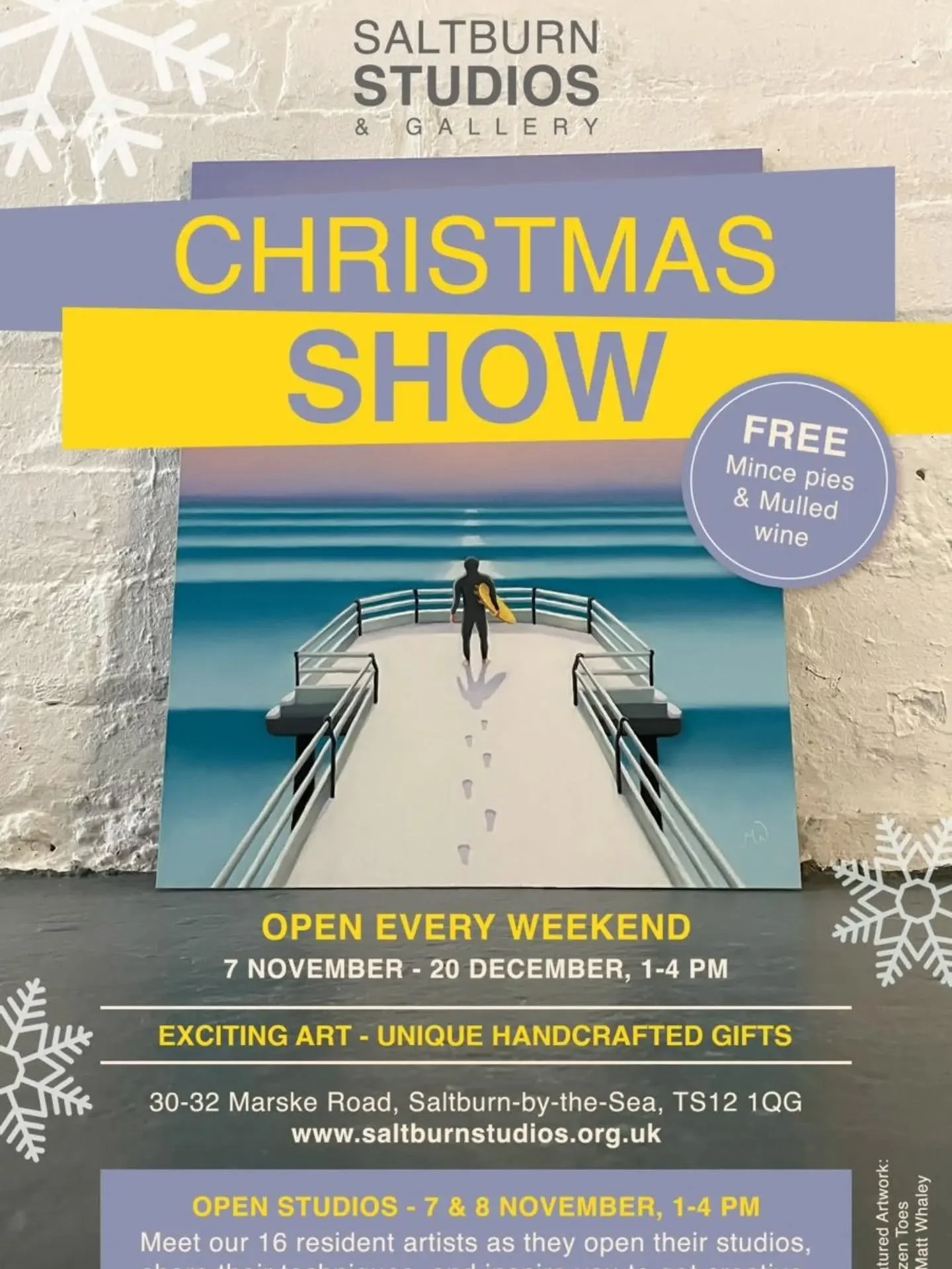 It's Christmas Show time! 
We have our Open Studios and Christmas Show on the 7th and 8th November 1-4pm with Mulled Wine, Mince Pies and a Warm Welcome.
Our Gallery will open weekends until Sunday 20th December. 
Our wonderful poster is designed by 