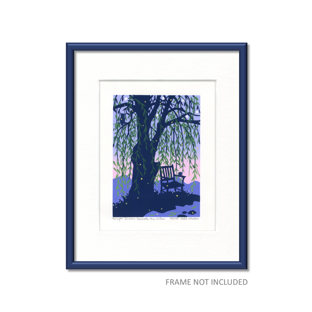 "Twilight Dreams Beneath the Willow" Original Serigraph Print