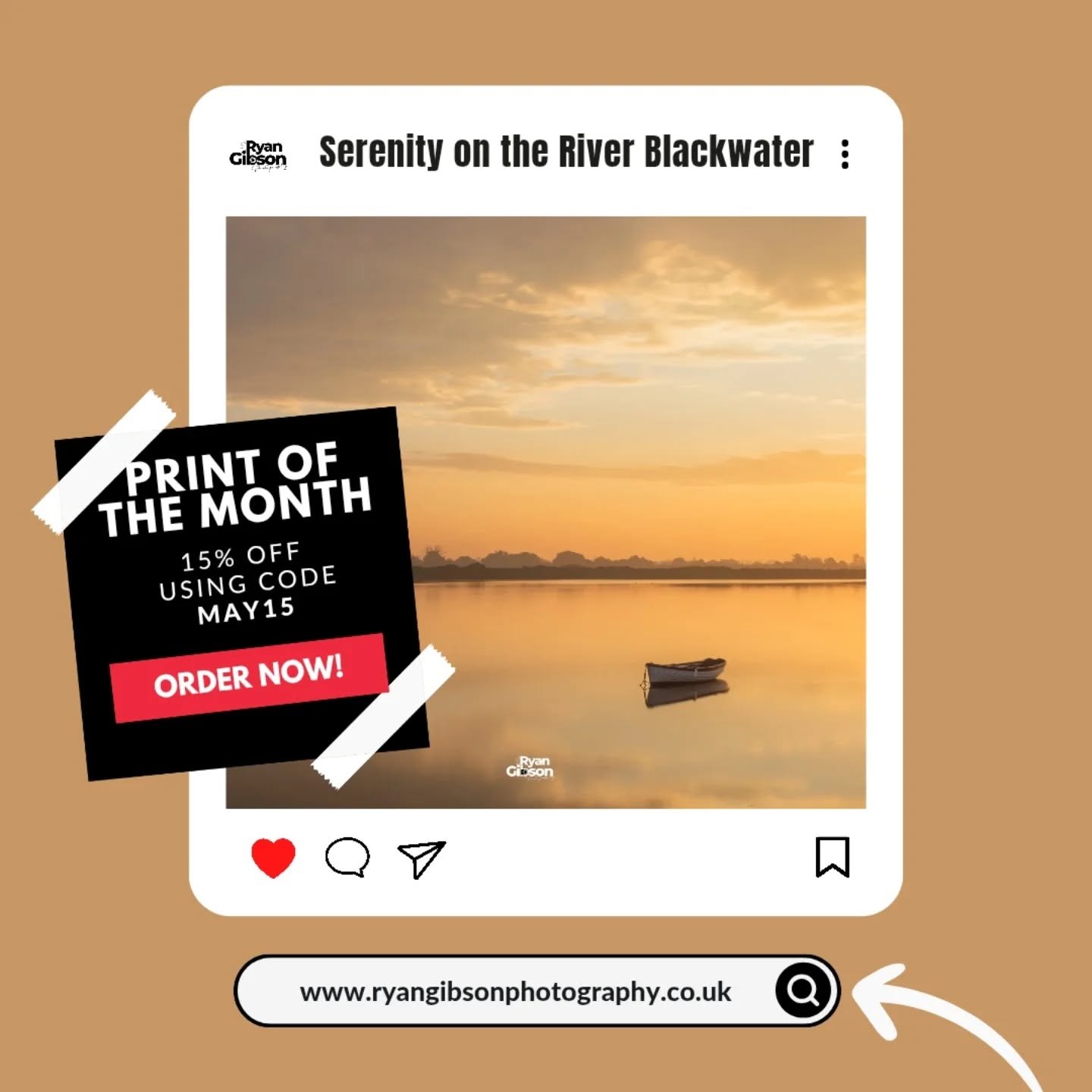 ENDING SOON 

Only a few days left to get a copy of May's Print of the Month! 

Get 15% off any size print by using code MAY15 at checkout. 

https://www.ryangibsonphotography.co.uk/shop/p/one-beautiful-seascape-sunrise-over-the-river-blackwater