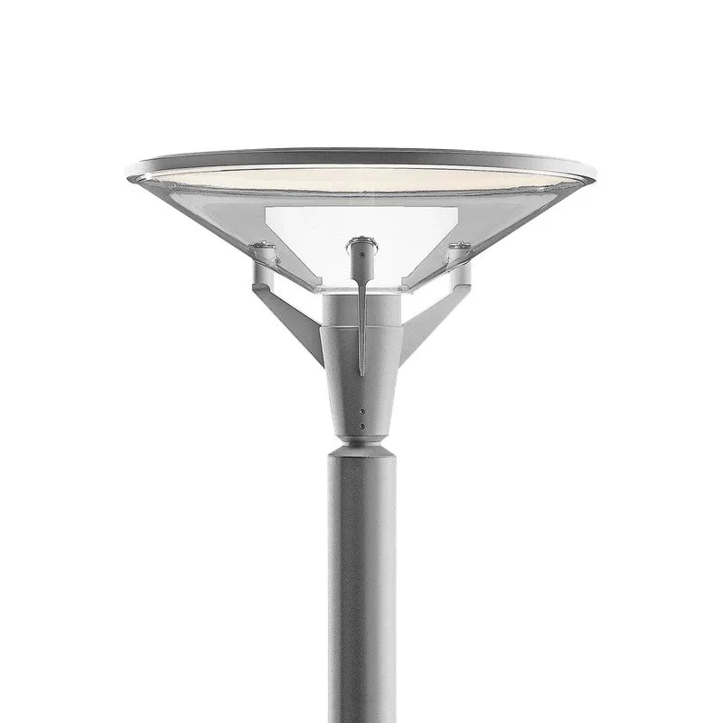 Post top lighting fixture provided by Louis Poulsen.