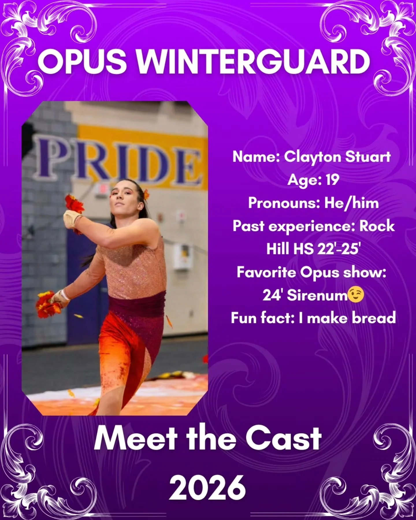 MEET THE CAST:
CLAYTON STUART
1ST YEAR MEMBER!