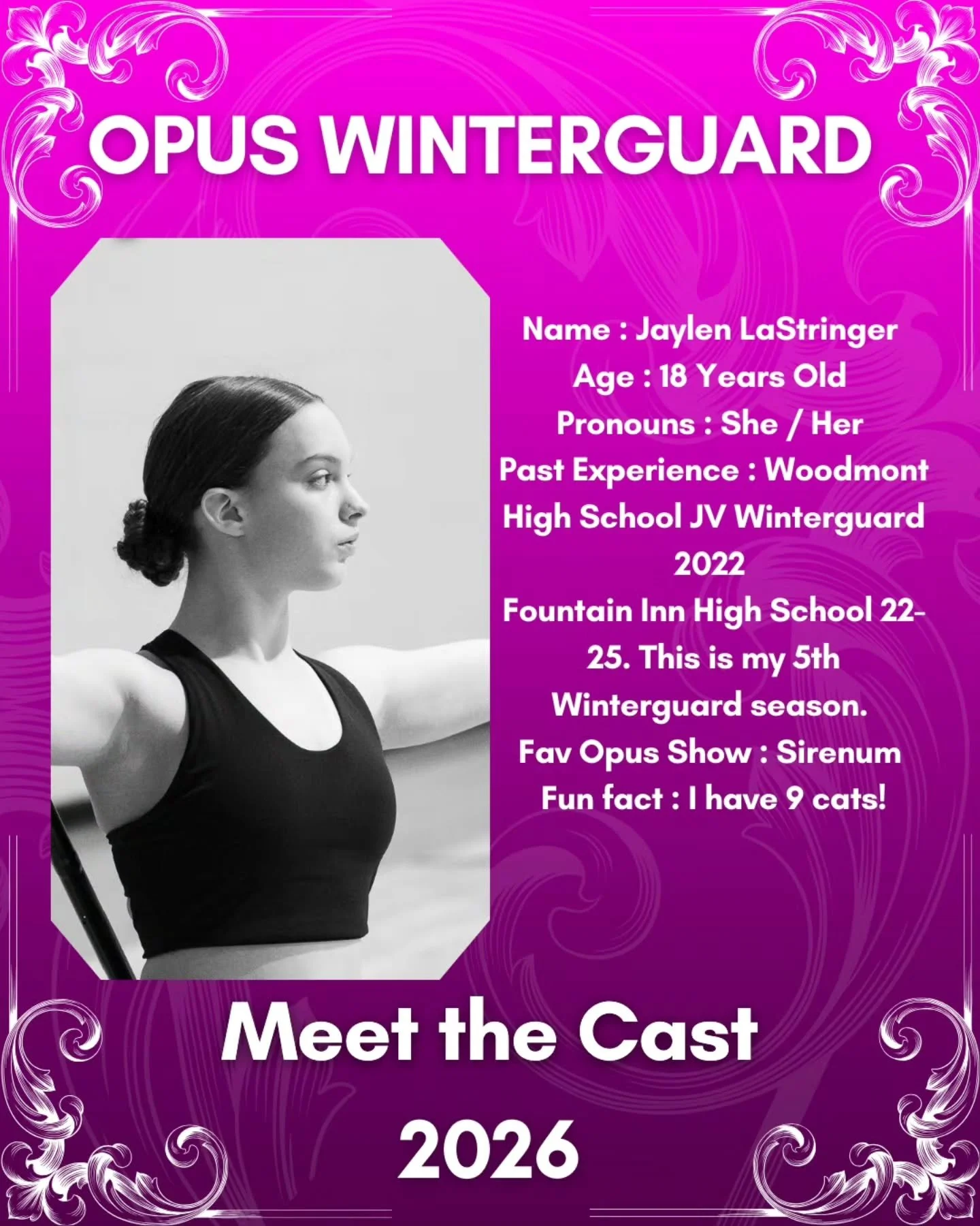 MEET THE CAST:
JAYLEN LASTRINGER 
1ST YEAR MEMBER!